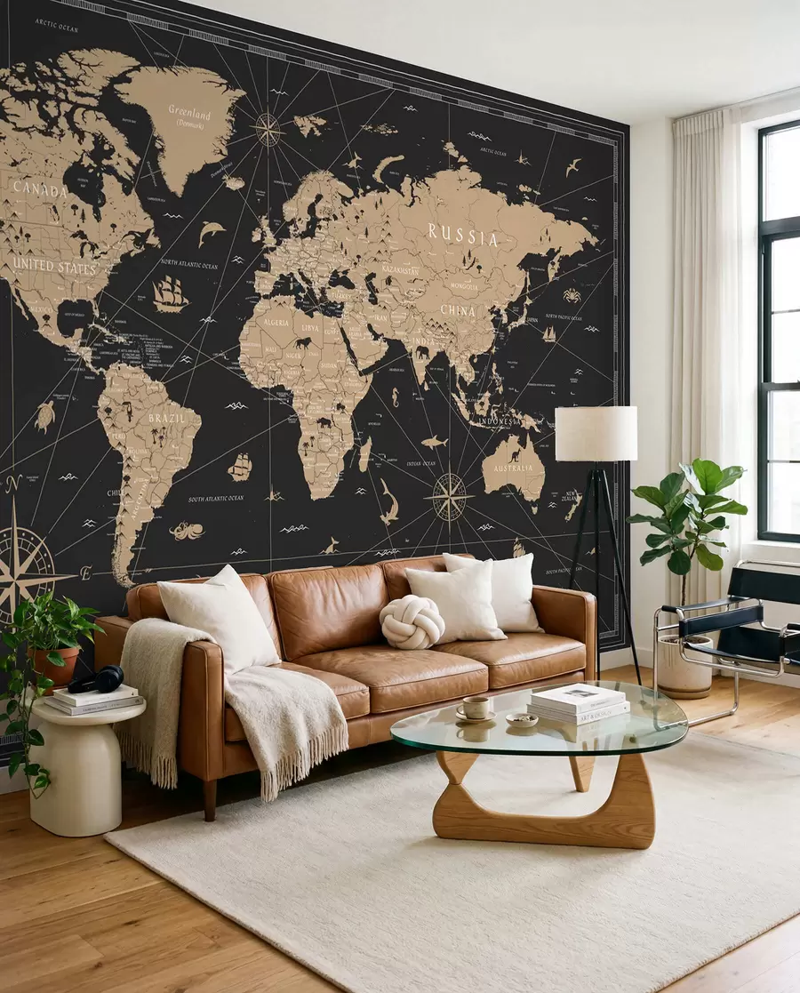 murales de pared Mapa del mundo de la vendimia u50401