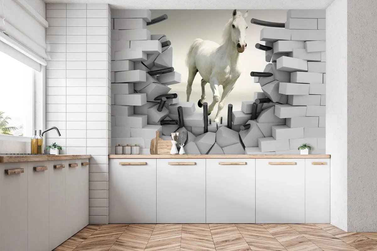 murales de pared Caballo y ladrillos u14352