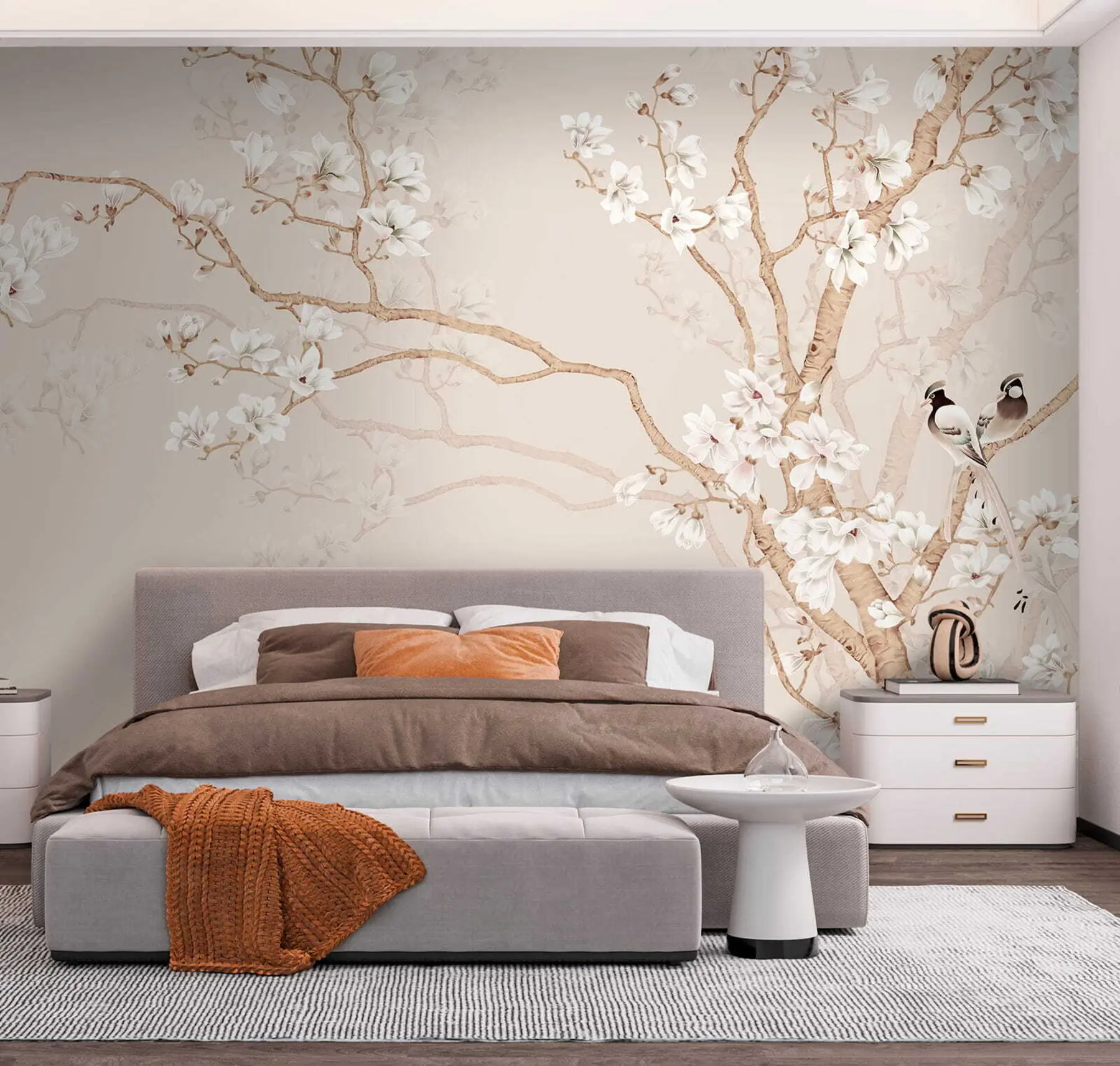 murales de pared Árbol floreciente y pájaros u25842