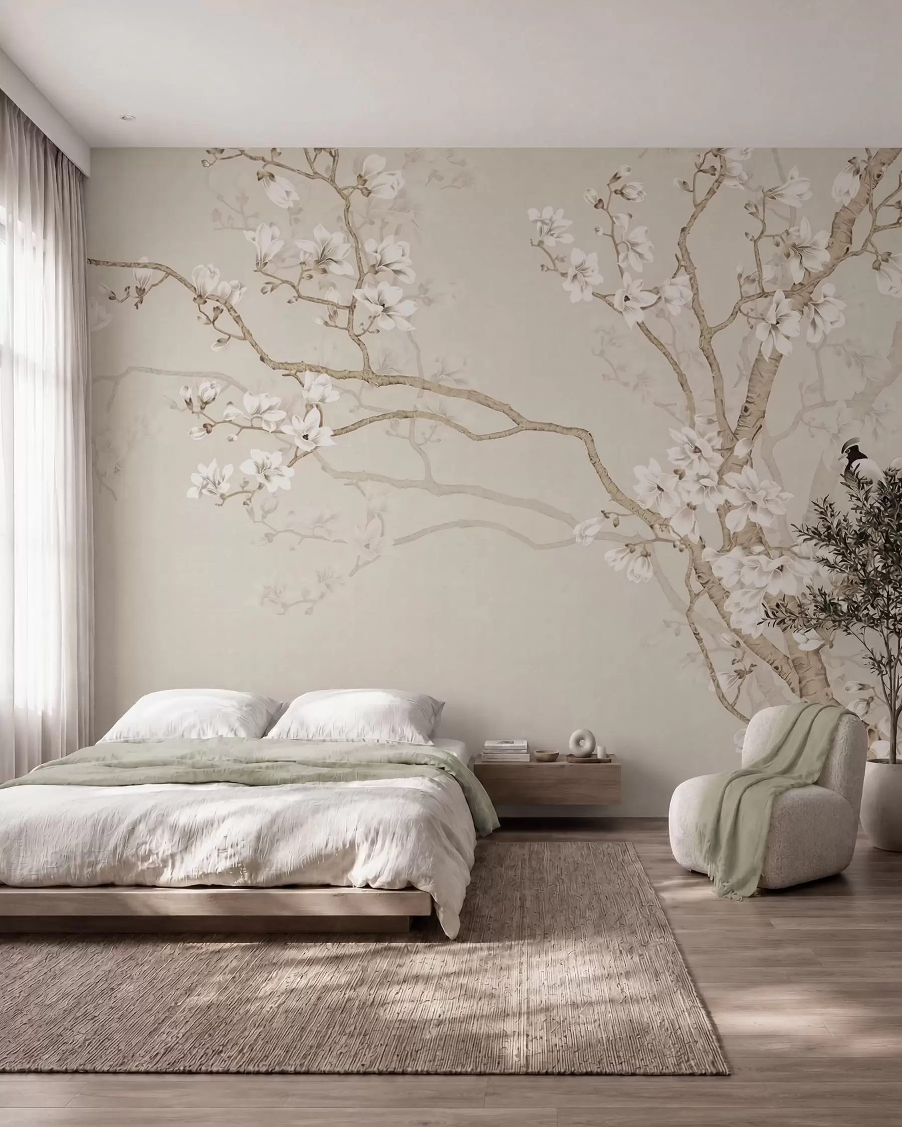 murales de pared Árbol floreciente y pájaros u25842