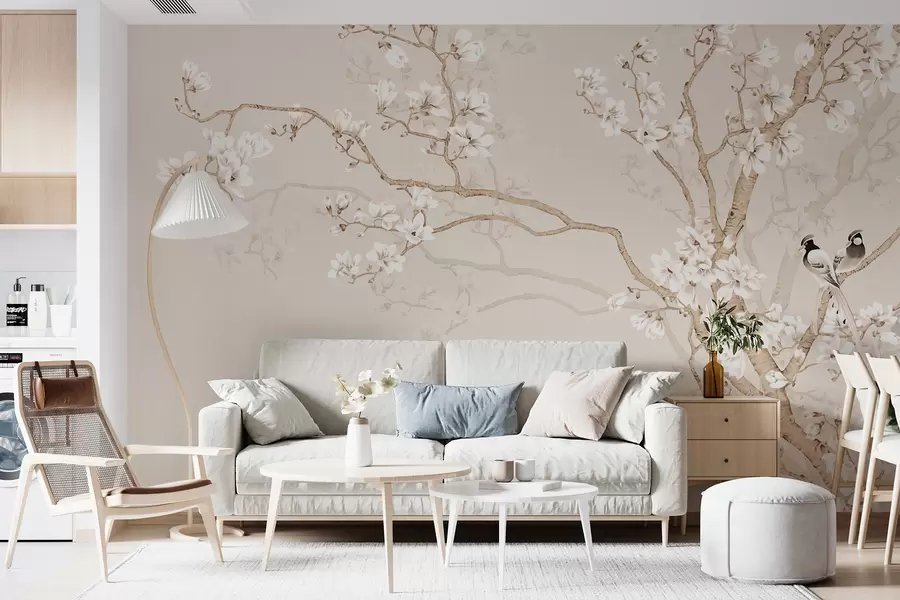 murales de pared Árbol floreciente y pájaros u25842