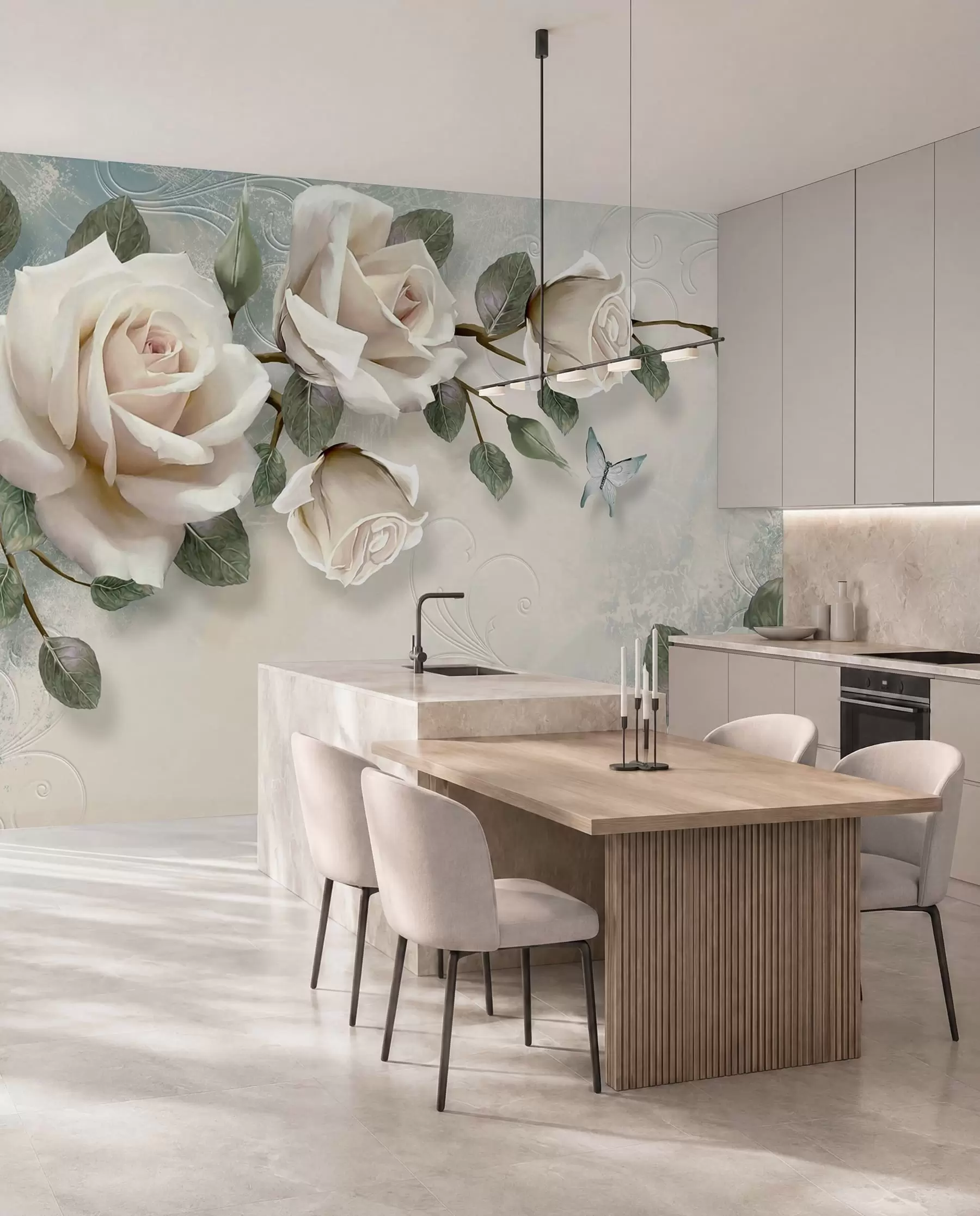 murales de pared Rosas color crema u31353
