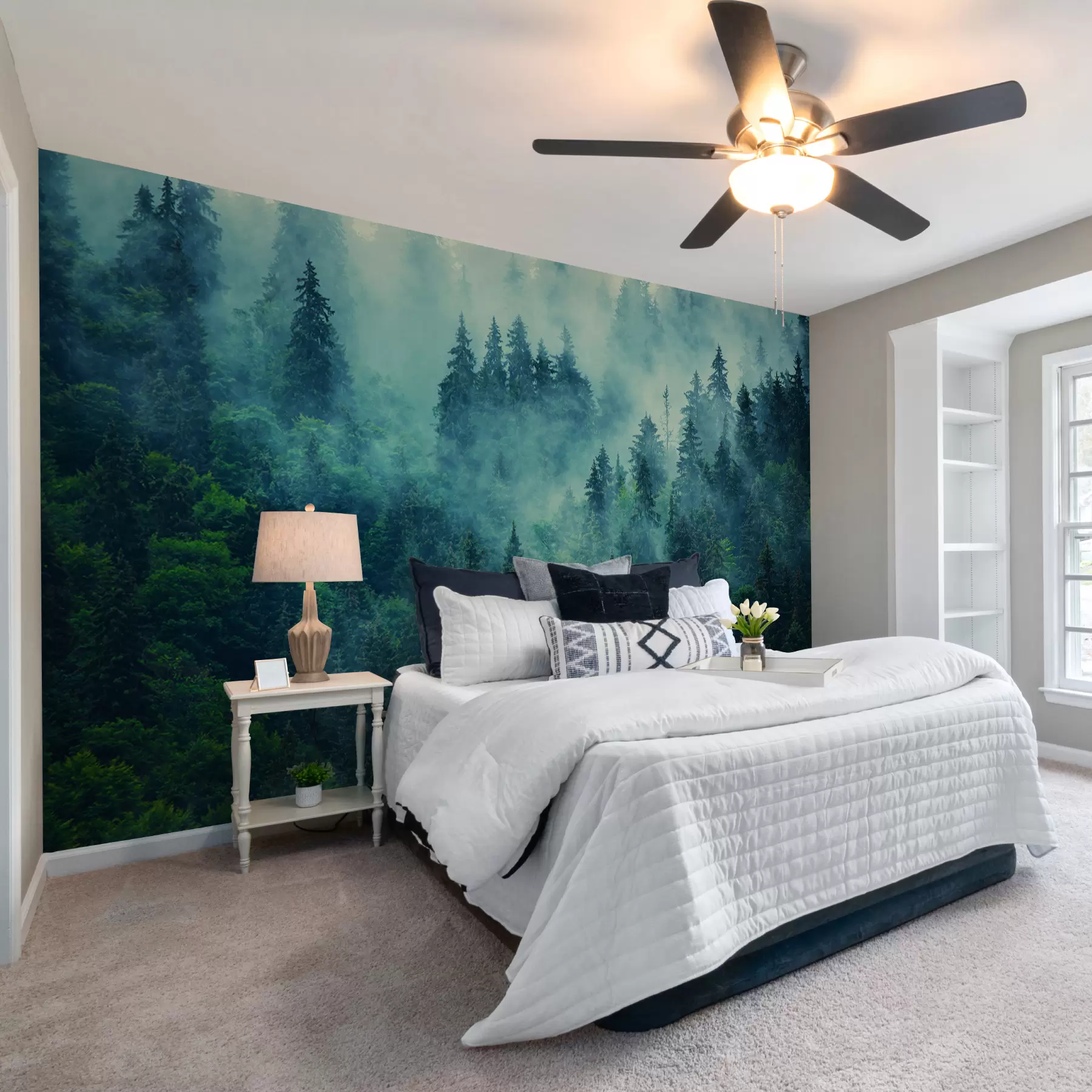 murales de pared Bosque de niebla por la mañana u33150