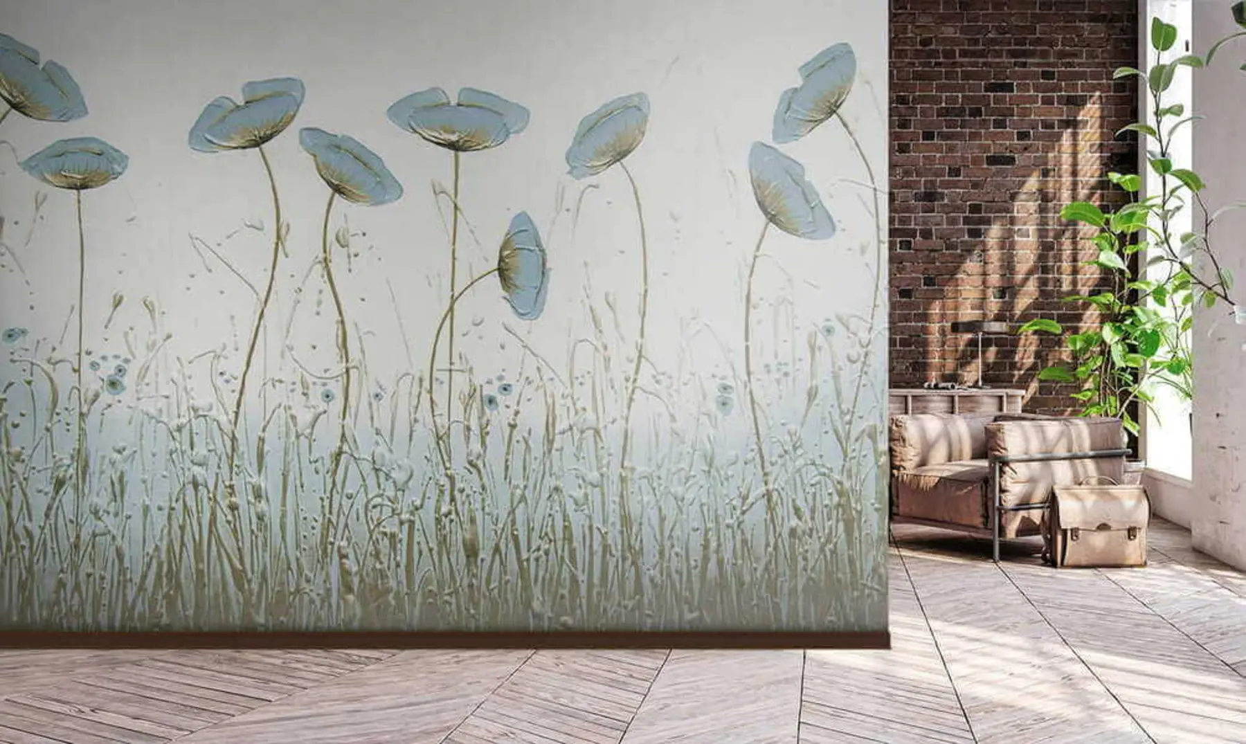 murales de pared Amapolas. Pinturas de aceite u34867
