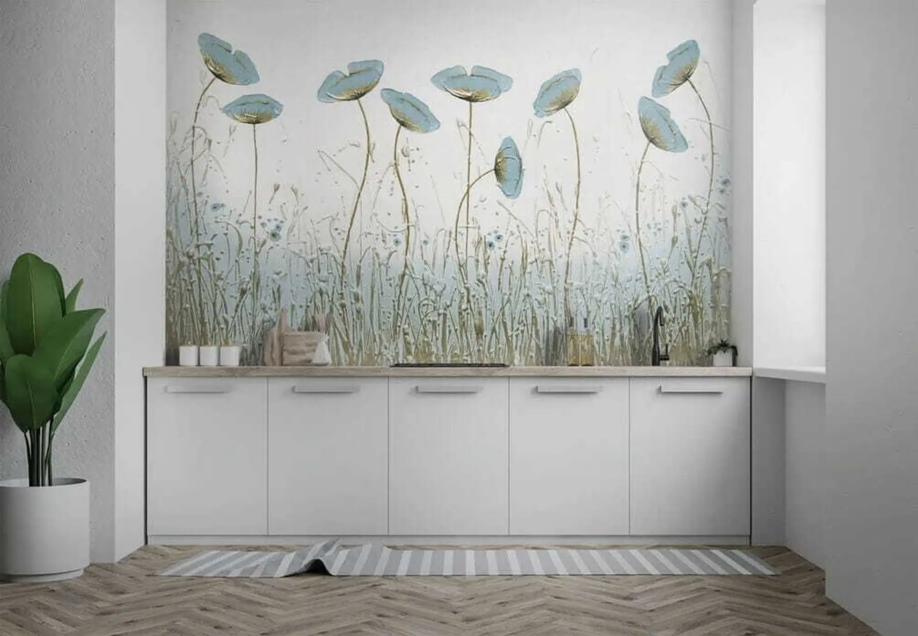 murales de pared Amapolas. Pinturas de aceite u34867