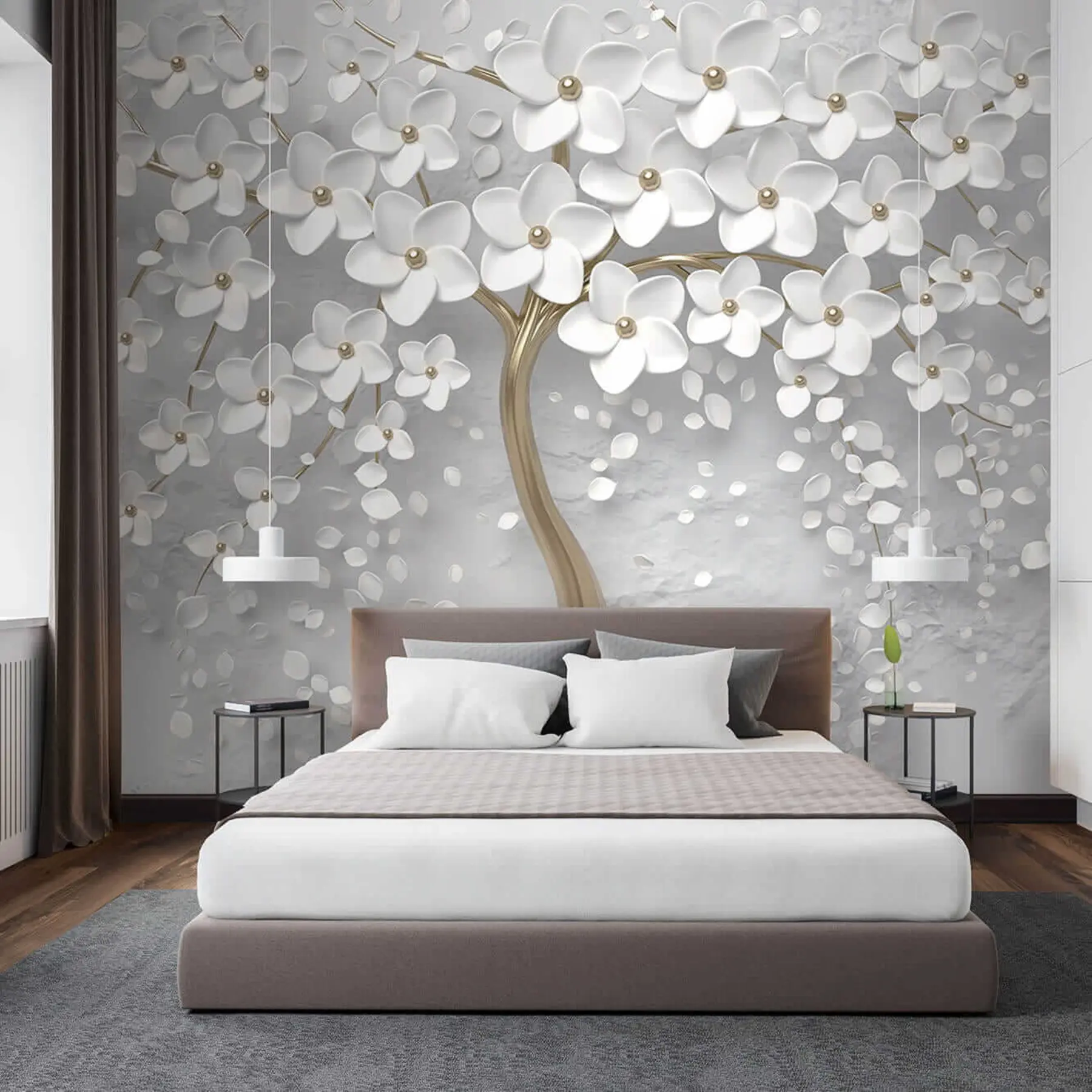 murales de pared Árbol con grandes flores u37065