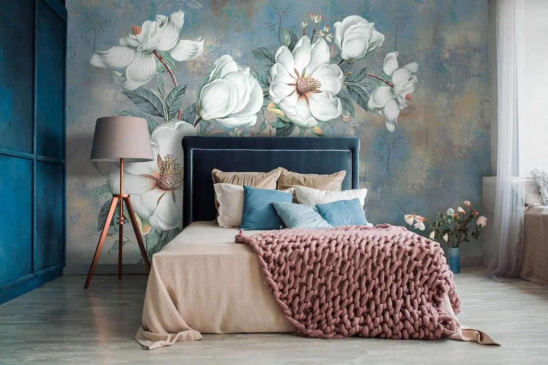 murales de pared Magnolias en la pared del grunge u38839