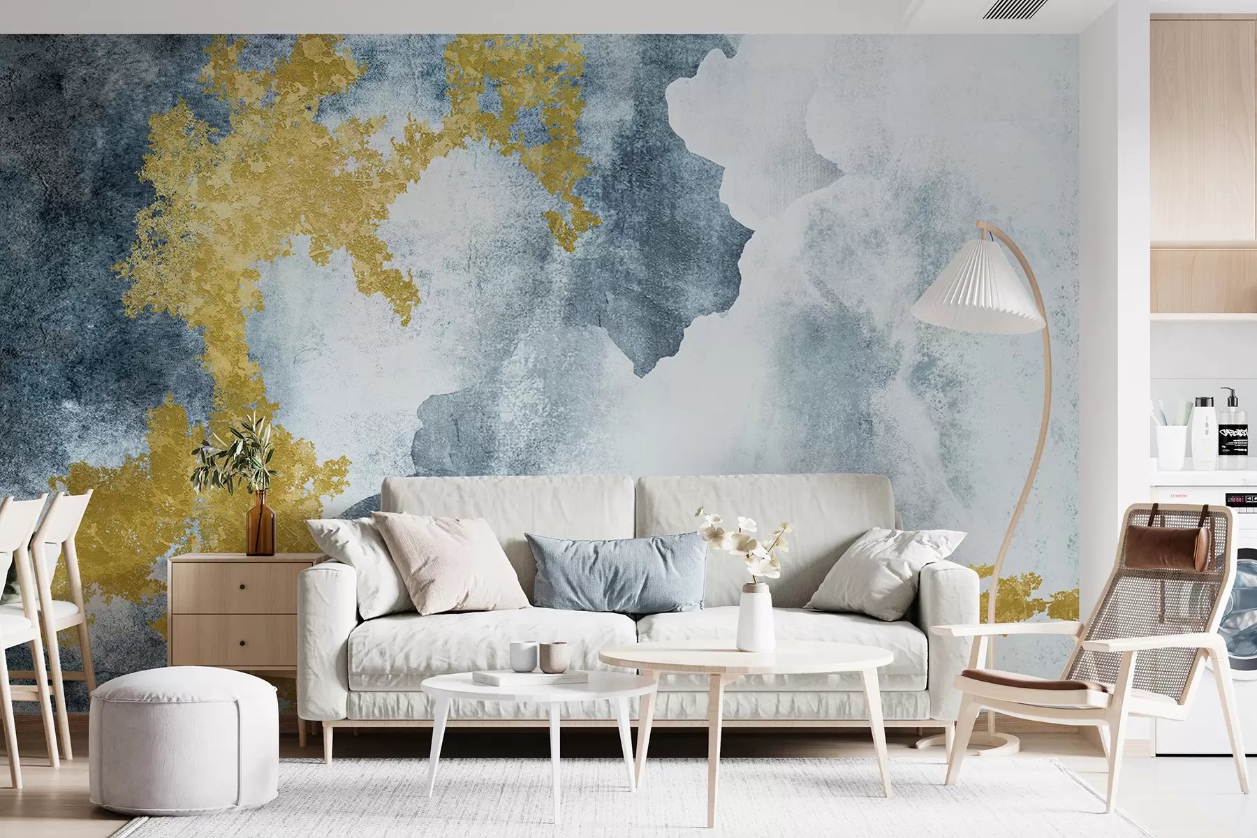 murales de pared Pared vieja de hormigón gris con grietas u40833