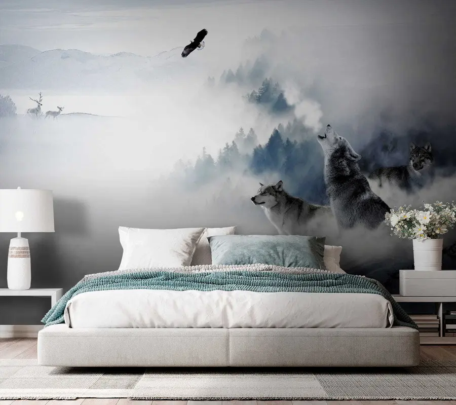murales de pared Lobos en el bosque u42161
