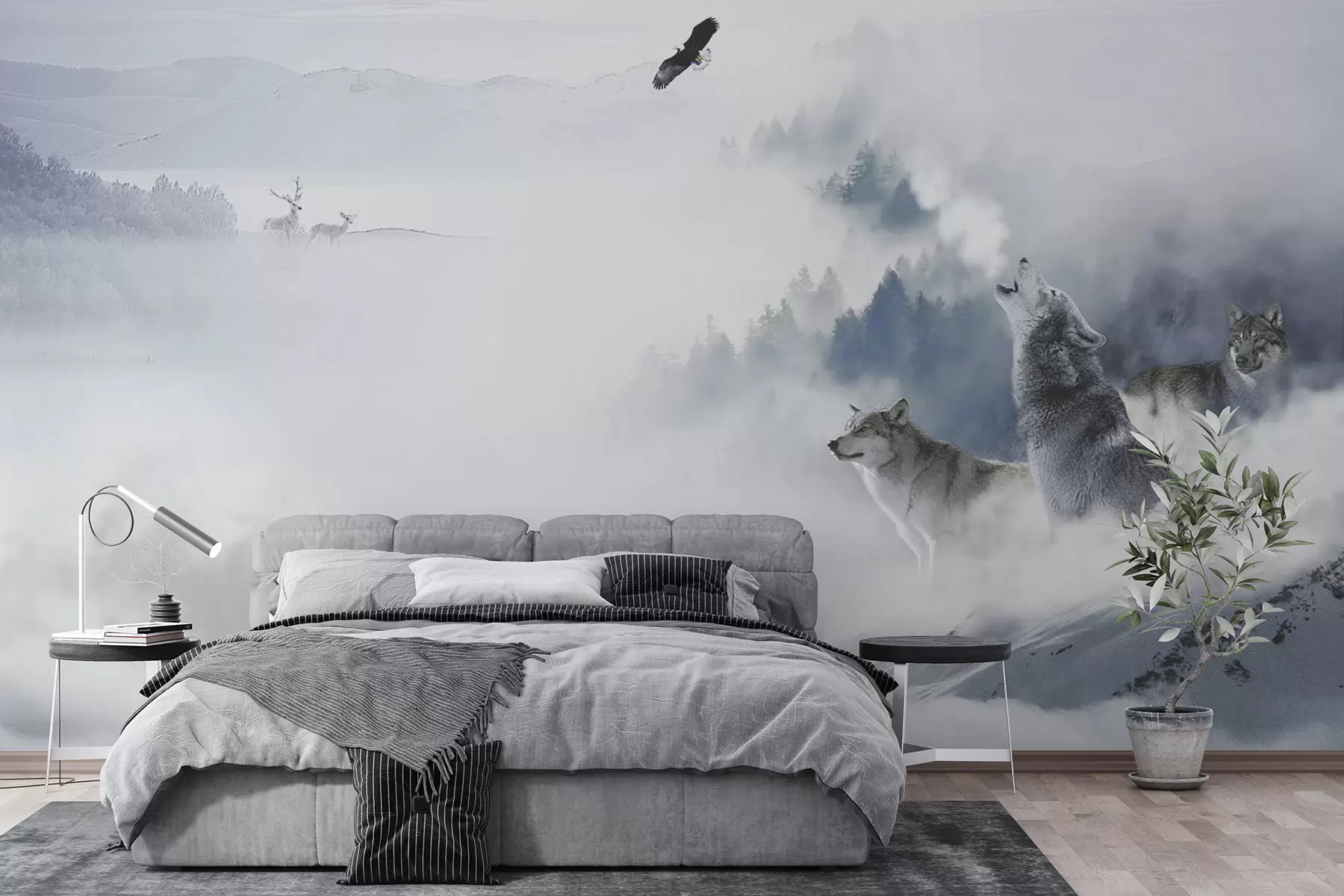murales de pared Lobos en el bosque u42161