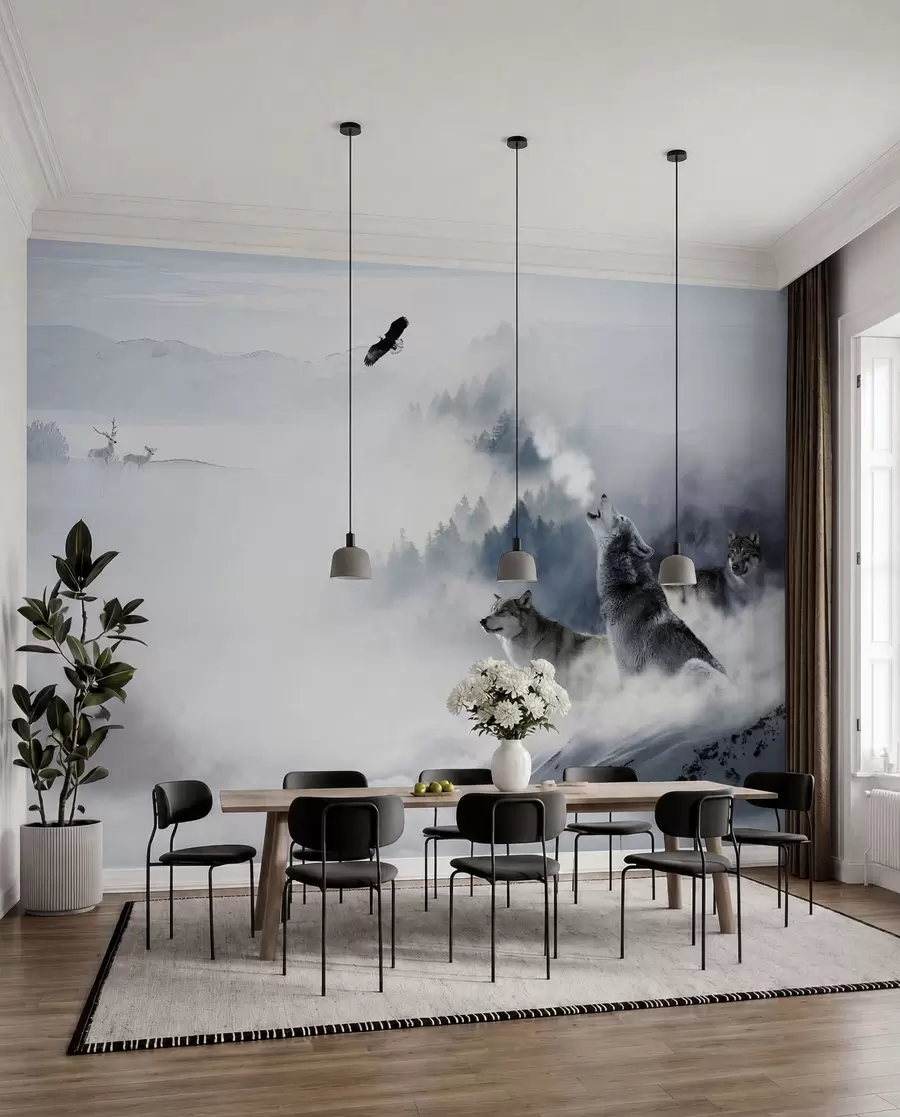 murales de pared Lobos en el bosque u42161