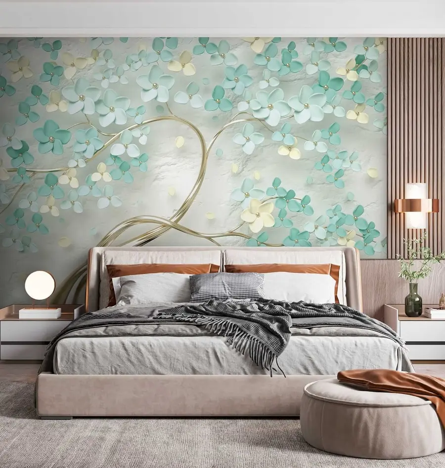 murales de pared Árbol con flores azules u52550