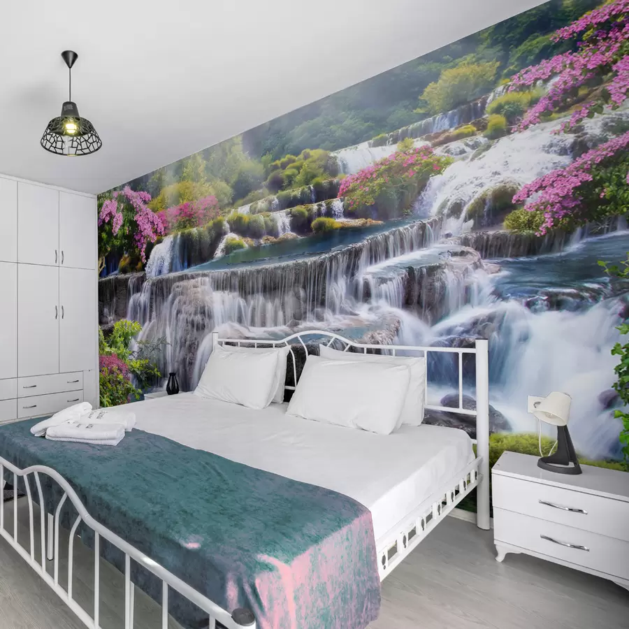 murales de pared Cascada y árboles en flor u60065