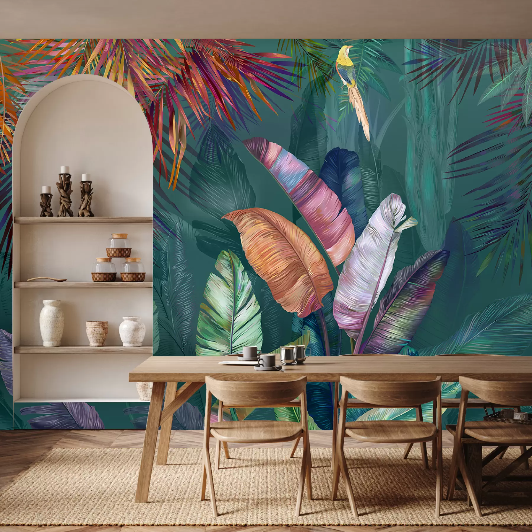 murales de pared Hojas de plátano brillantes u60120