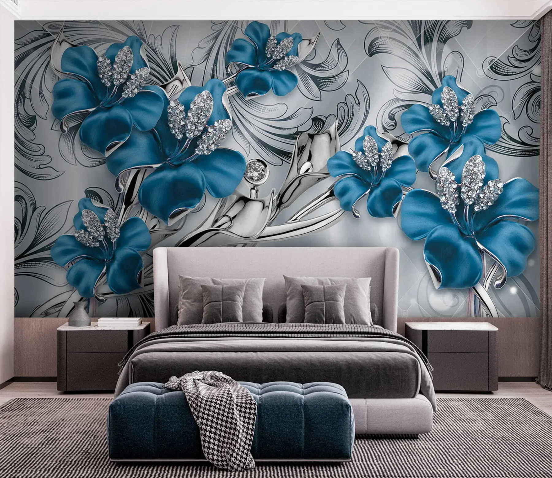 murales de pared Flores azules u60405