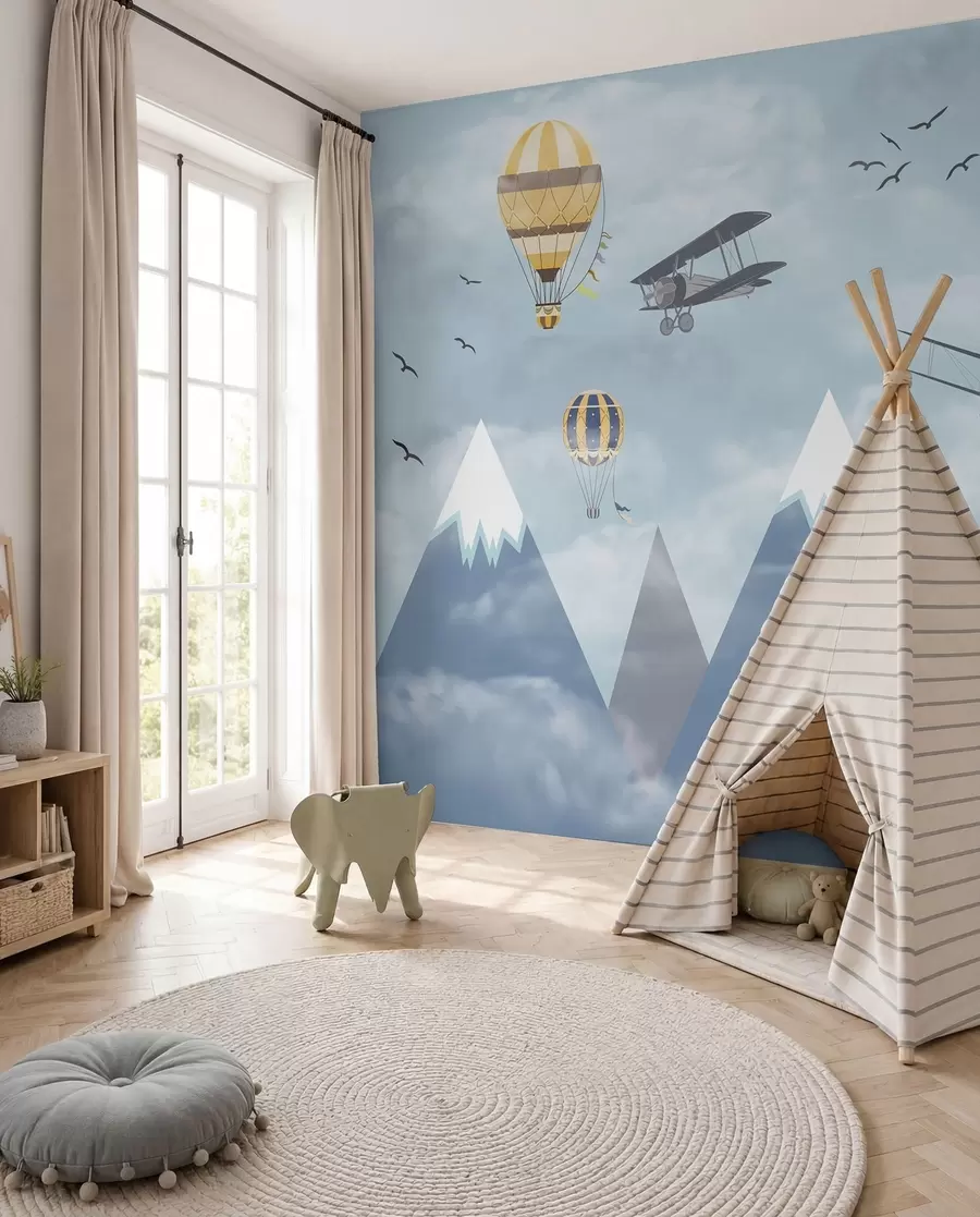 murales de pared Montañas y globos u60492