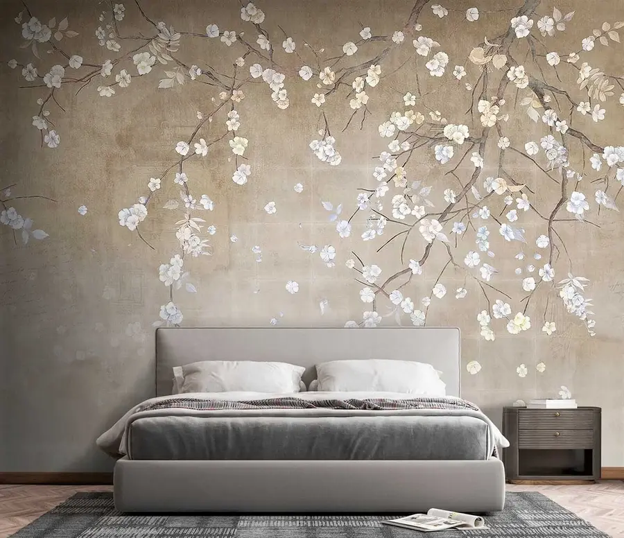 murales de pared Árbol en flor en una pared en mal estado u61369
