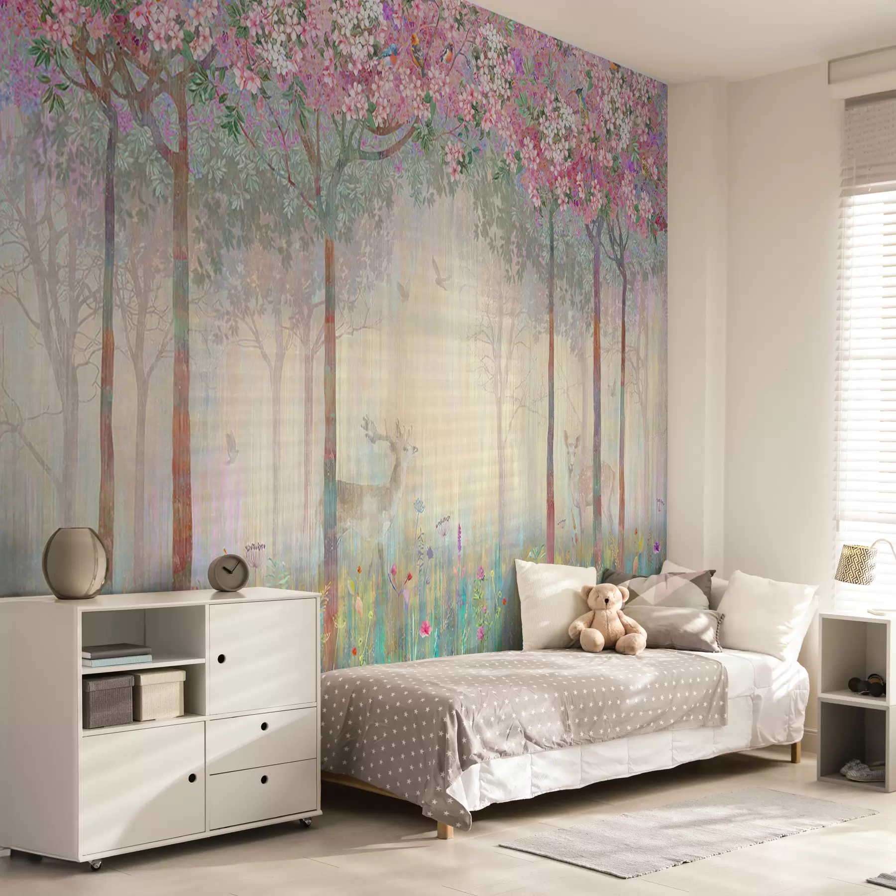 murales de pared Ciervos en el bosque florido u62100