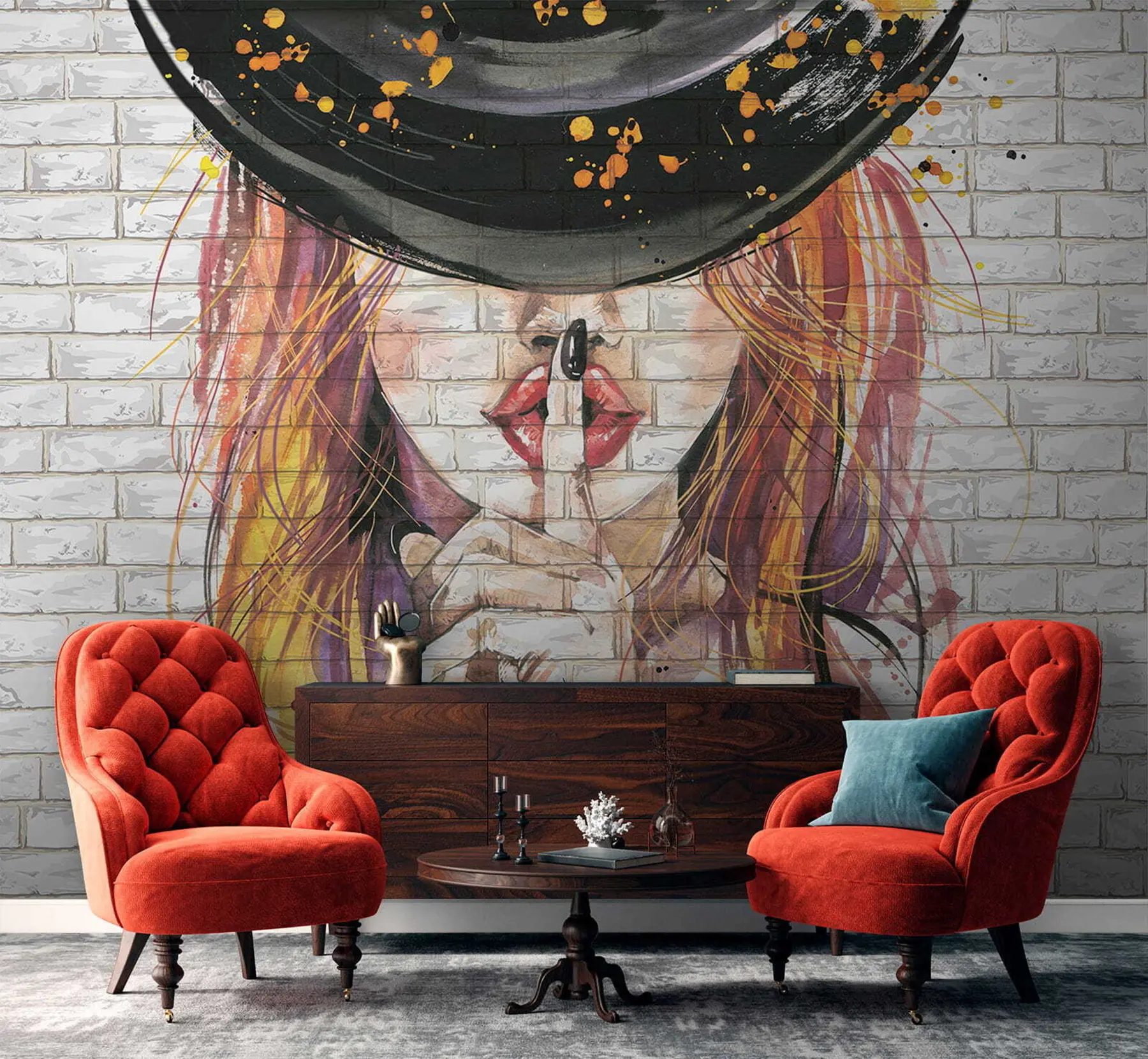 murales de pared Chica con acuarelas u67648