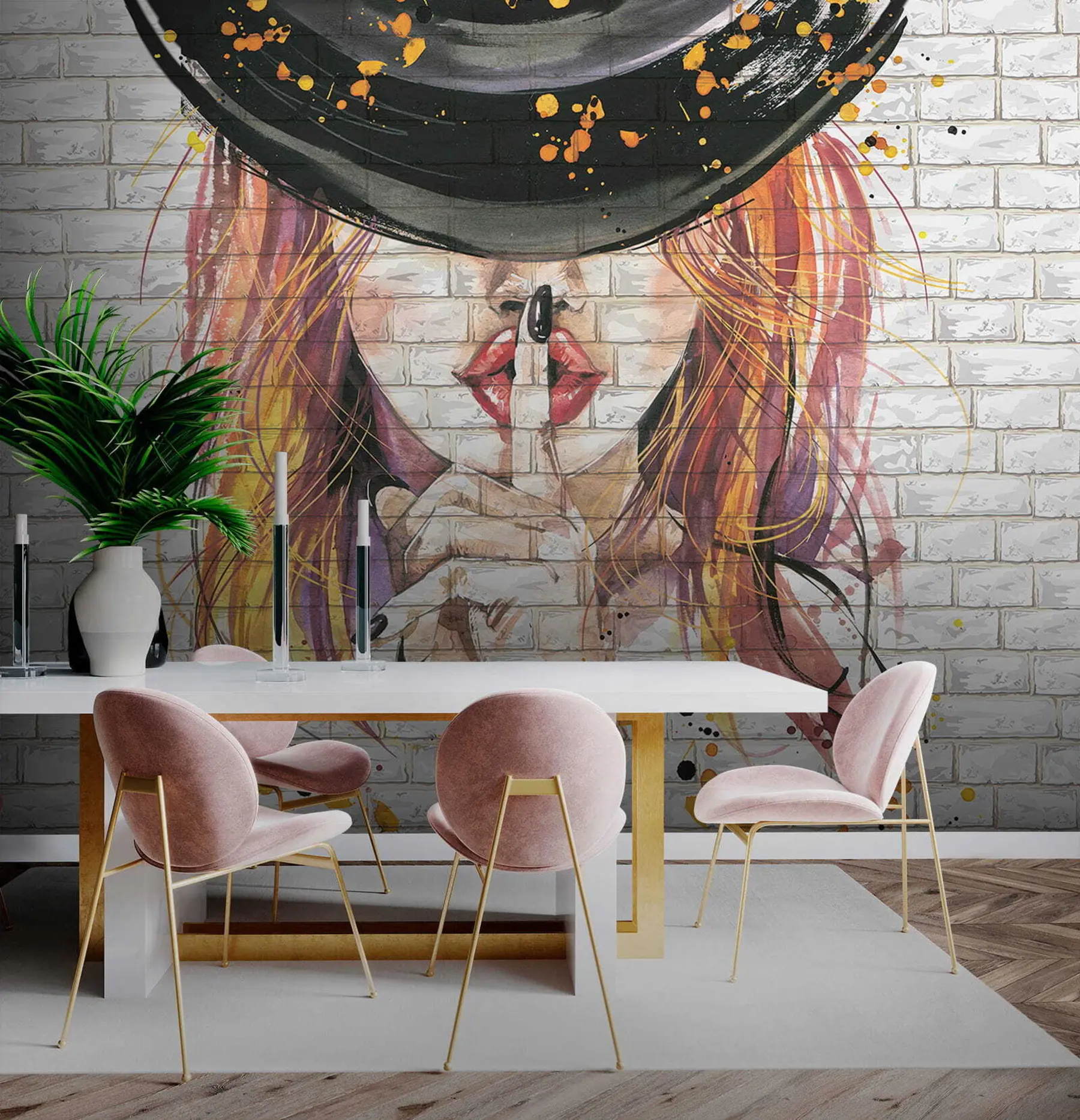 murales de pared Chica con acuarelas u67648
