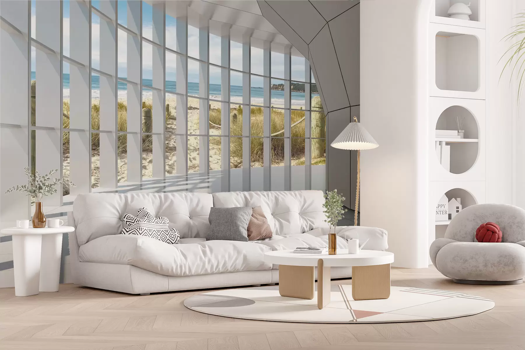 murales de pared Corredor 3D con vista al mar u70513