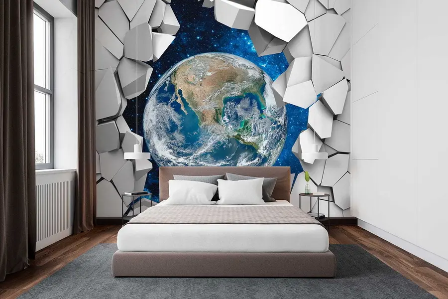 murales de pared Pared 3D y planeta u77808