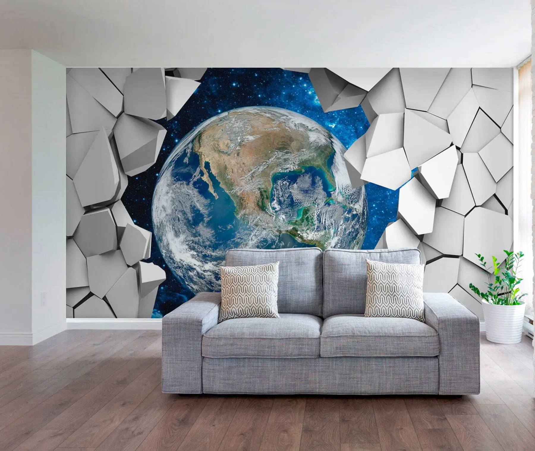 murales de pared Pared 3D y planeta u77808