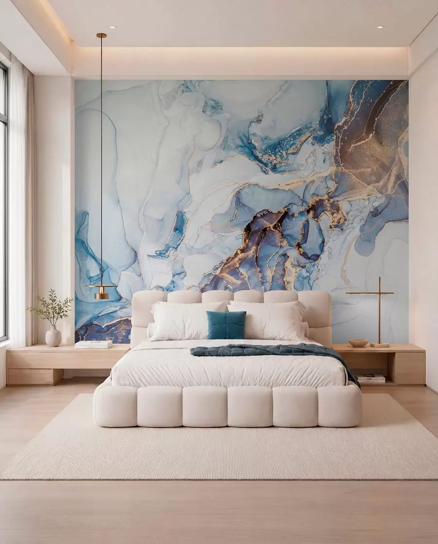 murales de pared Mármol azul con cobre u70767