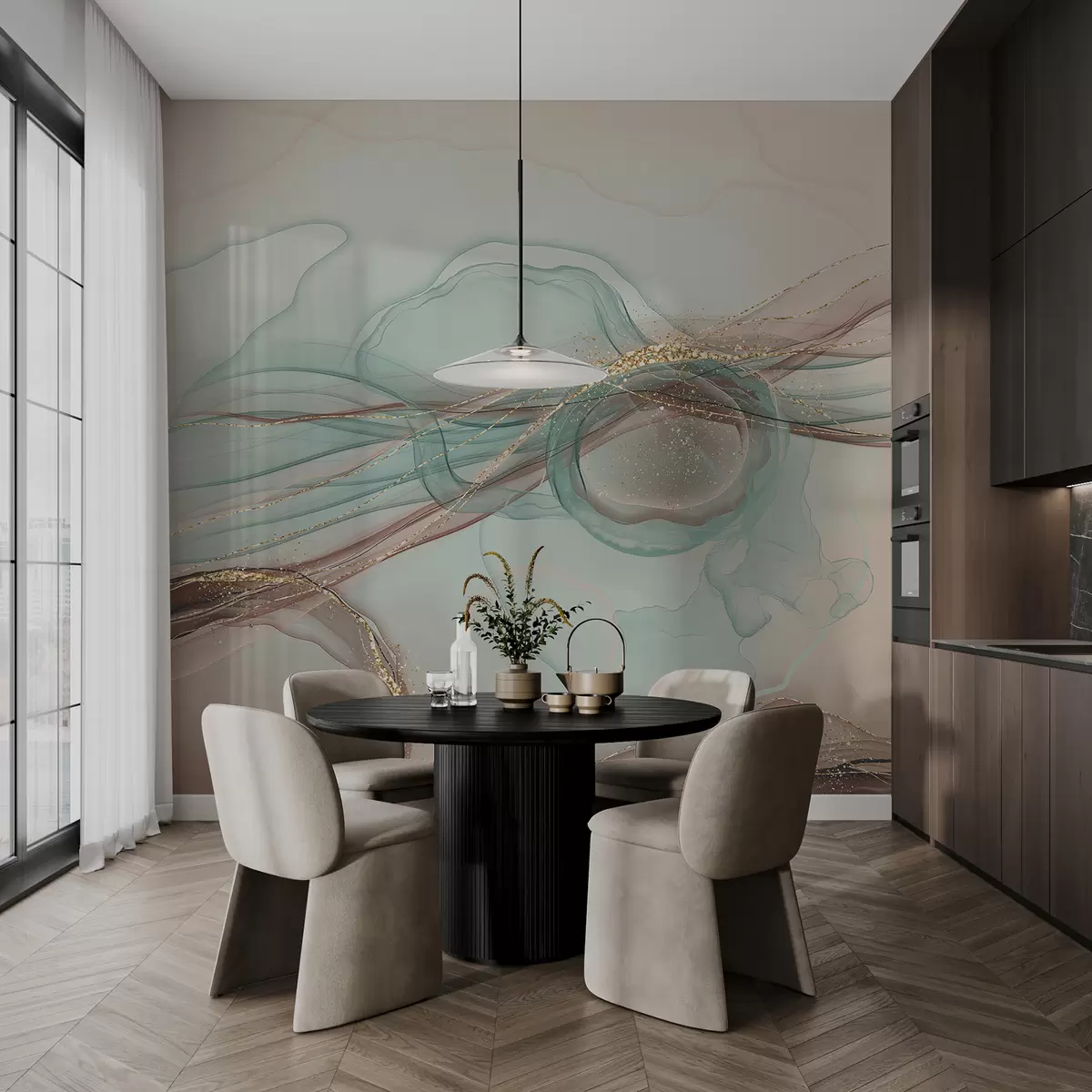 murales de pared Arte abstracto turquesa u70772