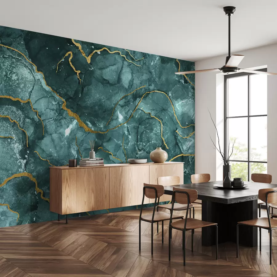 murales de pared Arte abstracto turquesa, mármol, fluido u70782