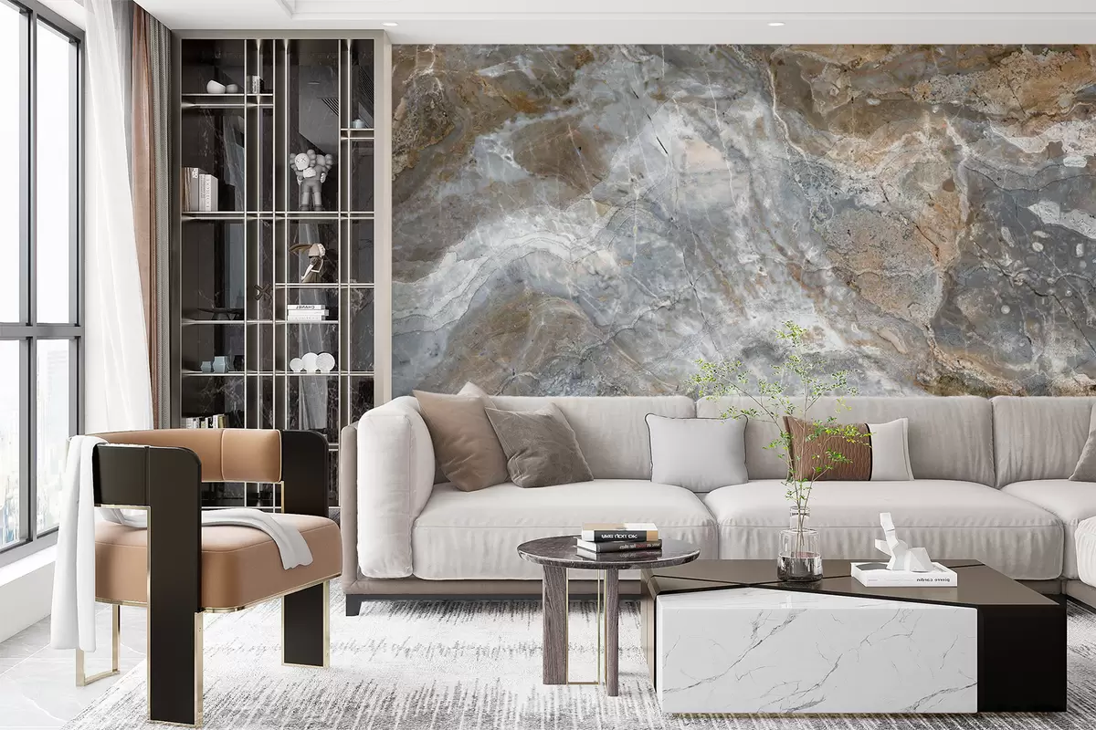 murales de pared Mármol gris-beige u71438