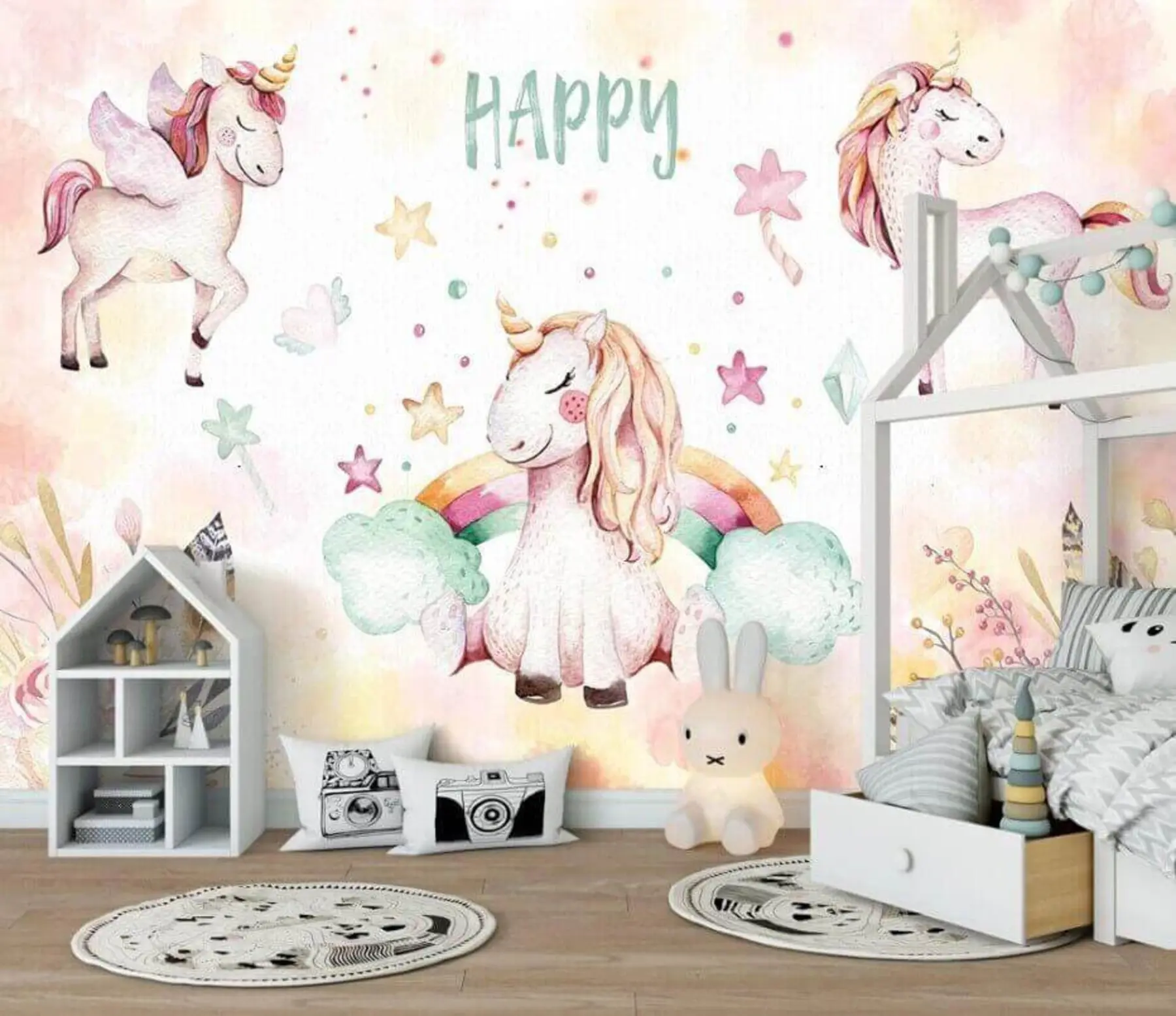 murales de pared Caballo, vertebrado y blanco u23772