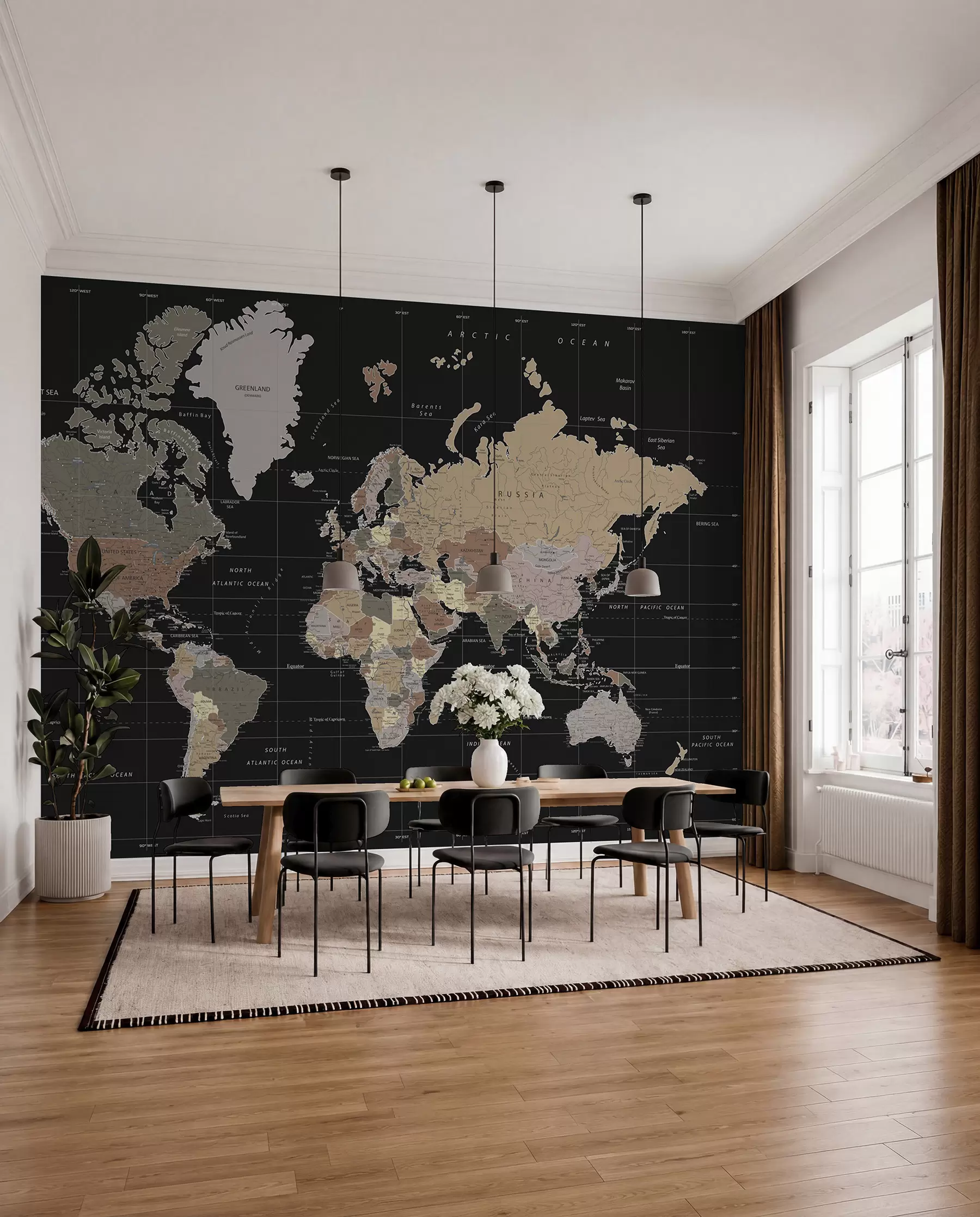murales de pared Mapa detallado del mundo u99477