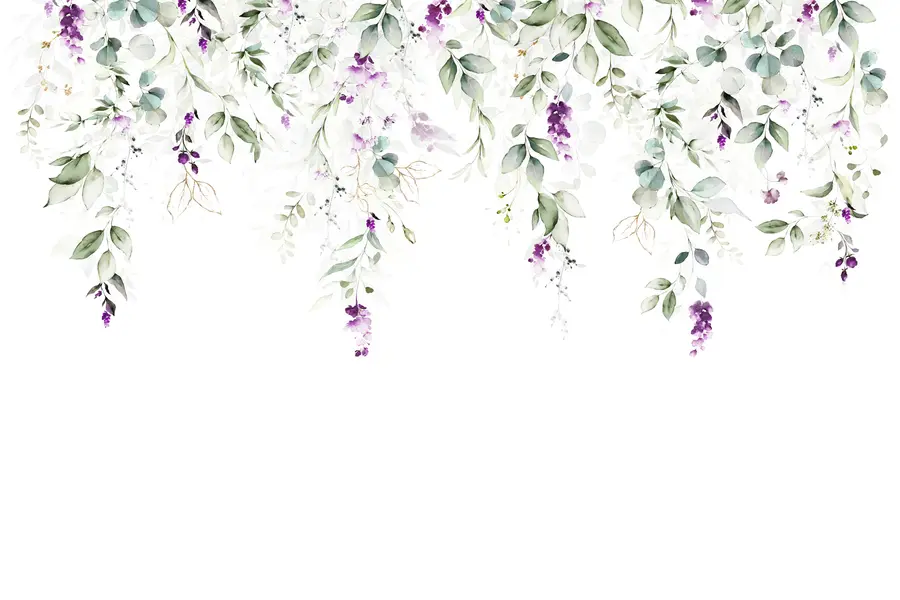 murales de pared composición en acuarela con flores de lavanda u99687