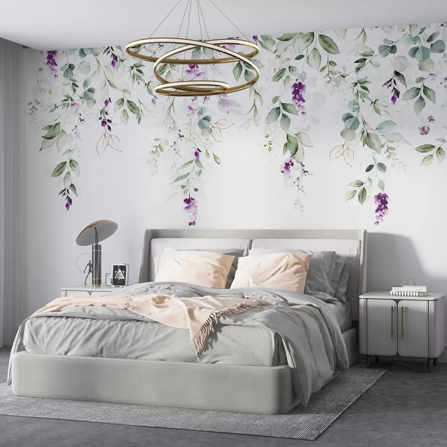 murales de pared composición en acuarela con flores de lavanda u99687