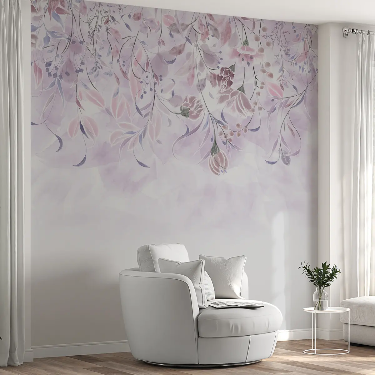 murales de pared Delicadas flores de color púrpura w00072