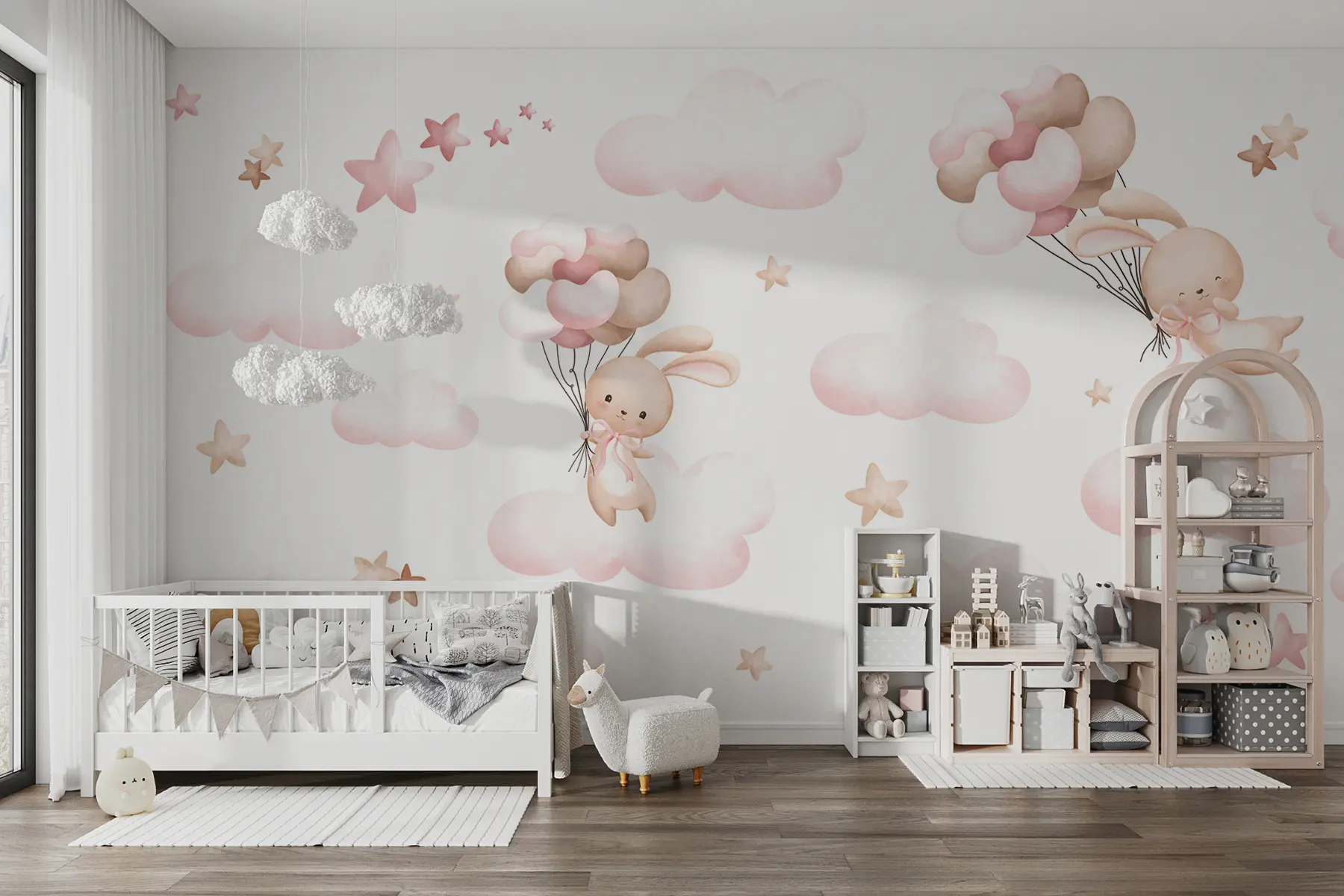 murales de pared Lindo conejo y globos u95399d2