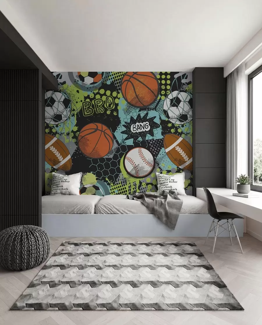 murales de pared Juego de balones de neón u99729