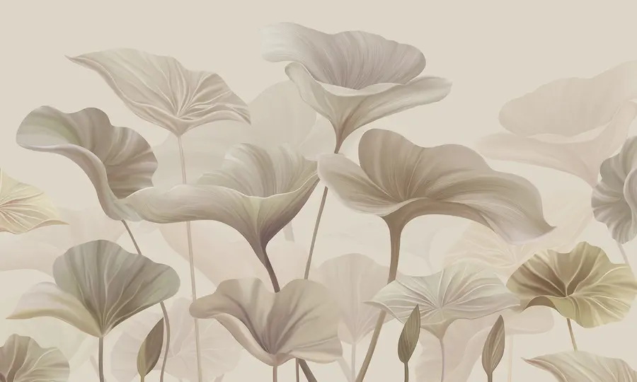 murales de pared Preciosas hojas grandes en color beige. w00385v3