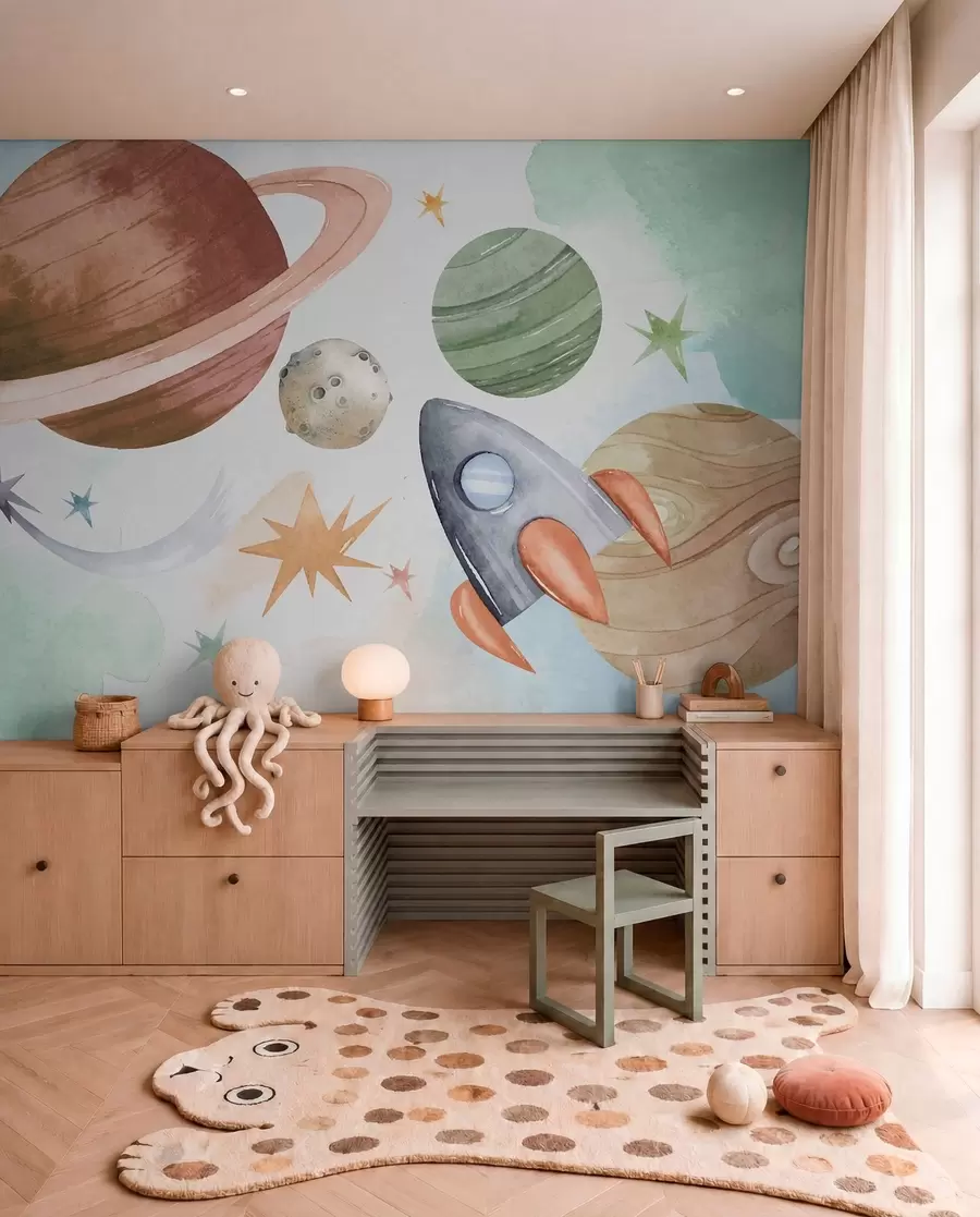 murales de pared Desfile de planetas pastel w00539