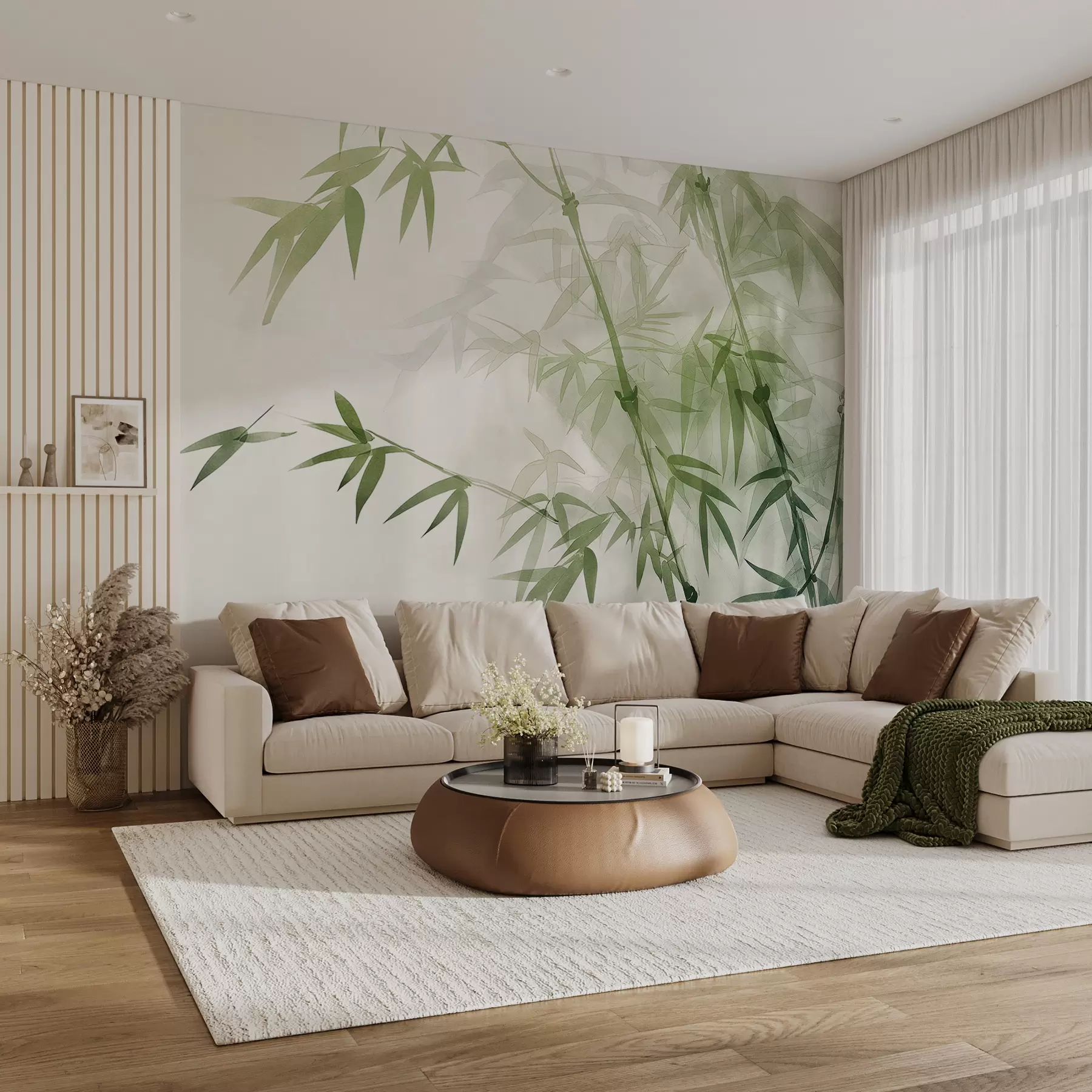 murales de pared Ramas con hojas de acuarela. w00687