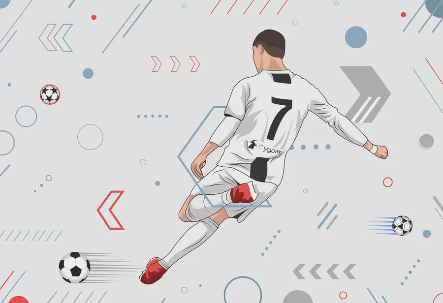 murales de pared Fondo de pantalla con futbolista y atributos futbolísticos w00688