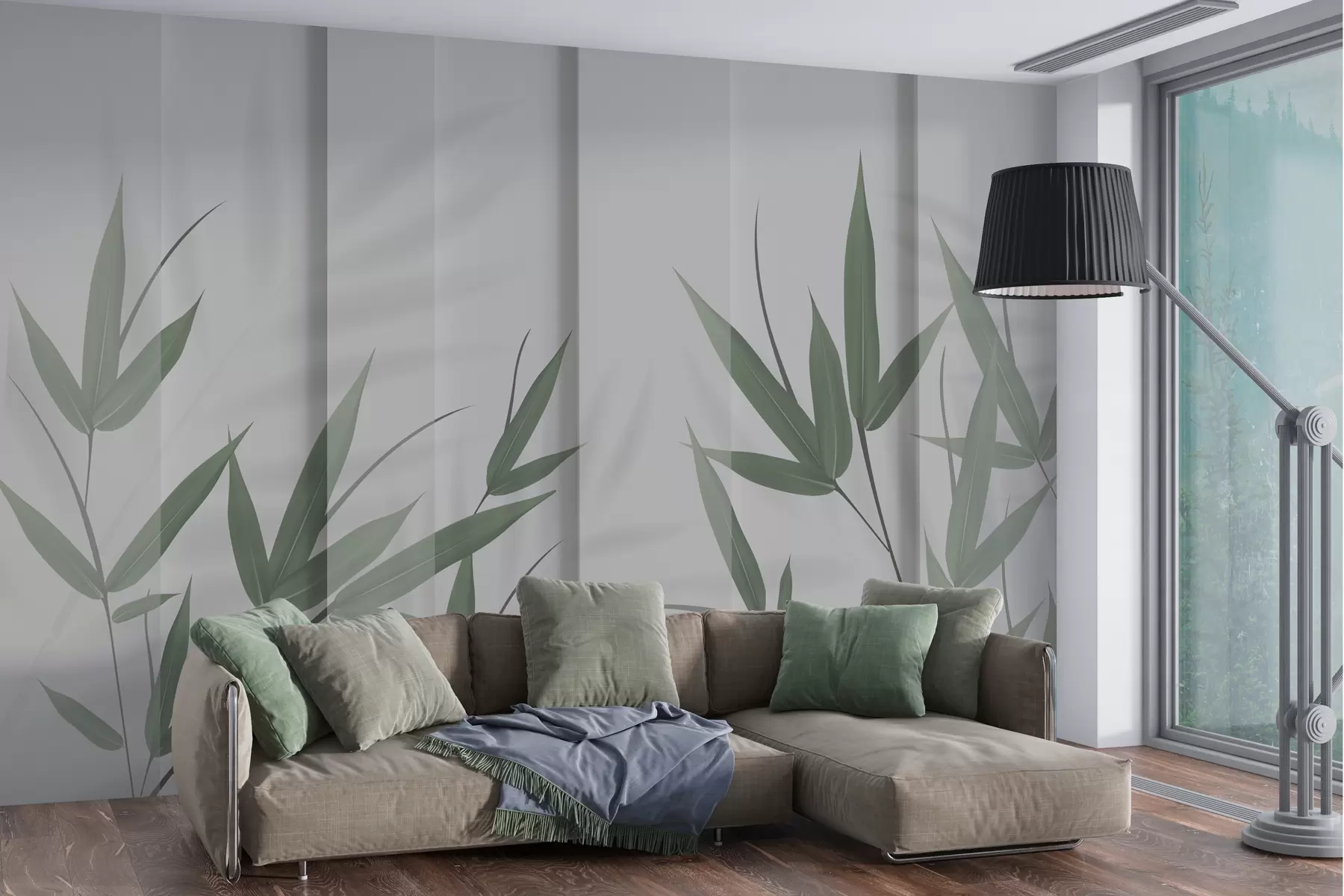 murales de pared Paneles 3D con bambú w00777v1