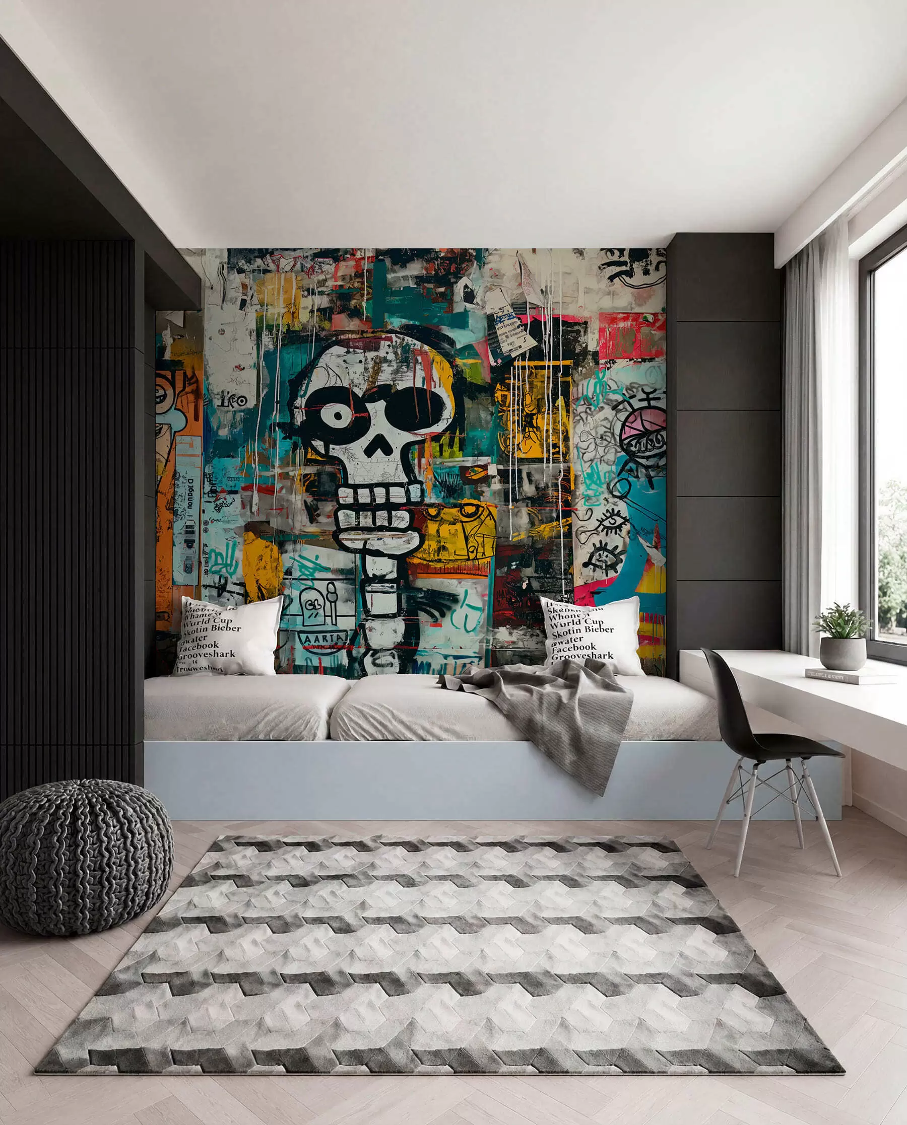 murales de pared Calavera en grafiti w01187