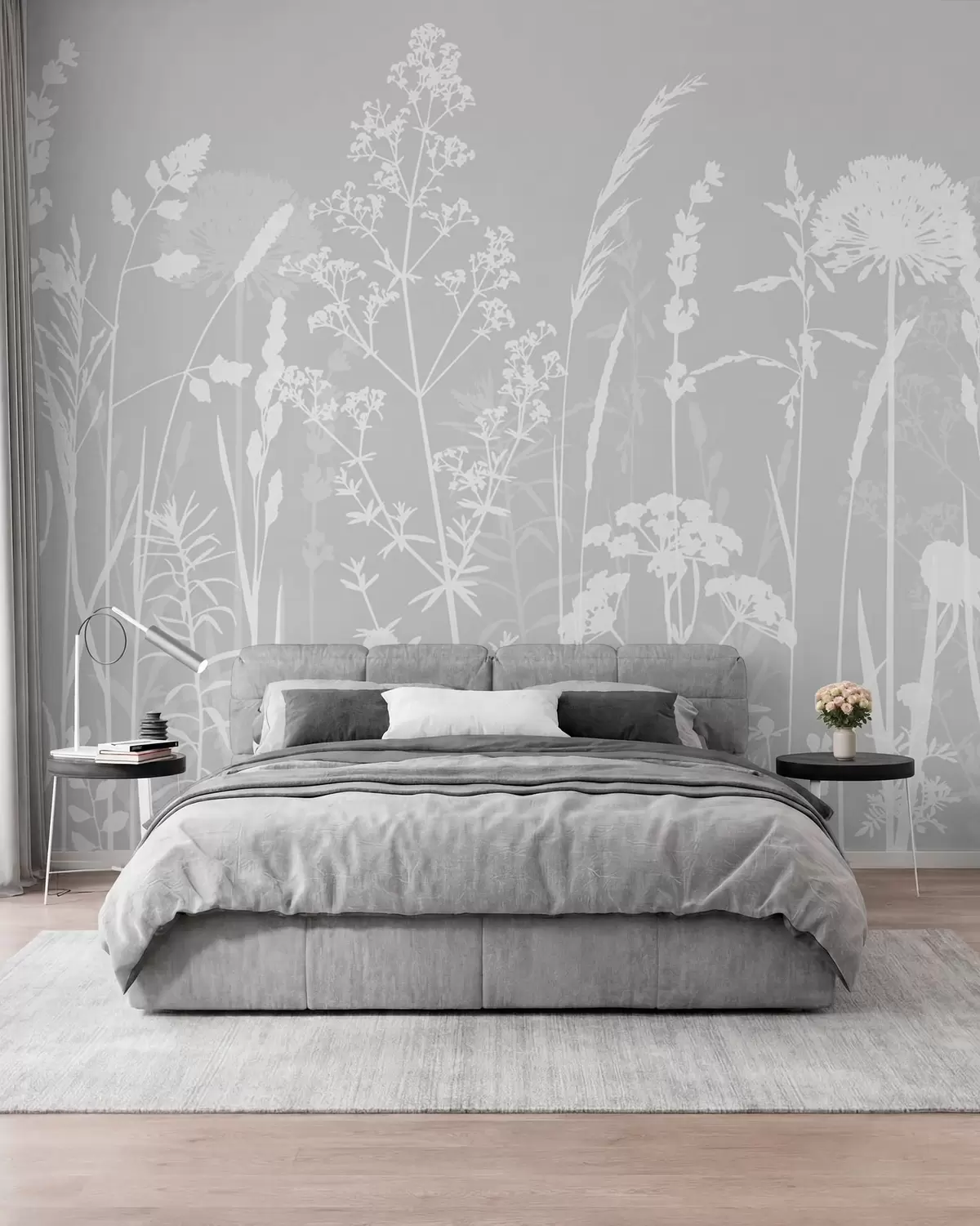 murales de pared Flores silvestres sobre gris w01270v1