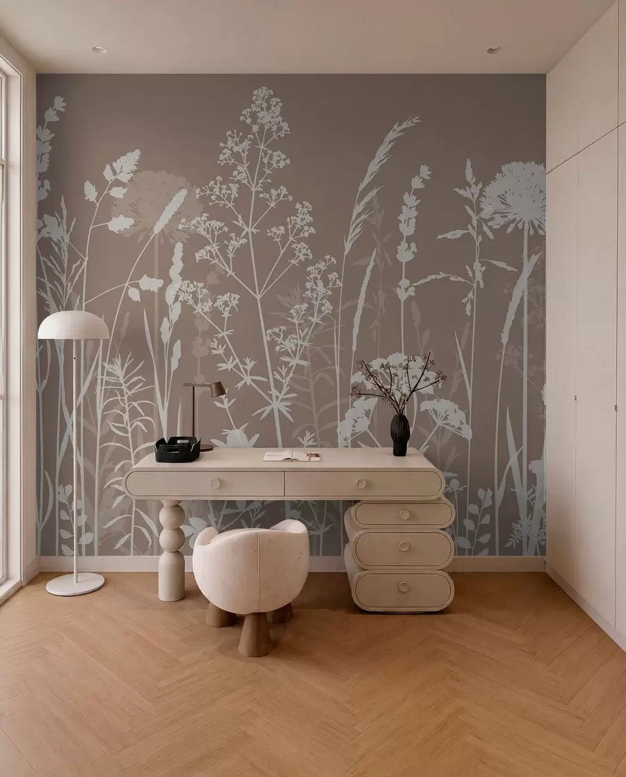 murales de pared Siluetas de flores sobre topo w01270v3