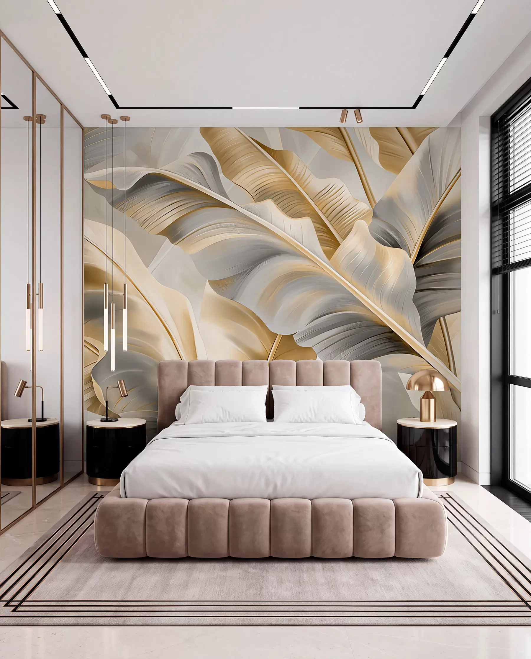 murales de pared Hojas de banano en marfil w07876