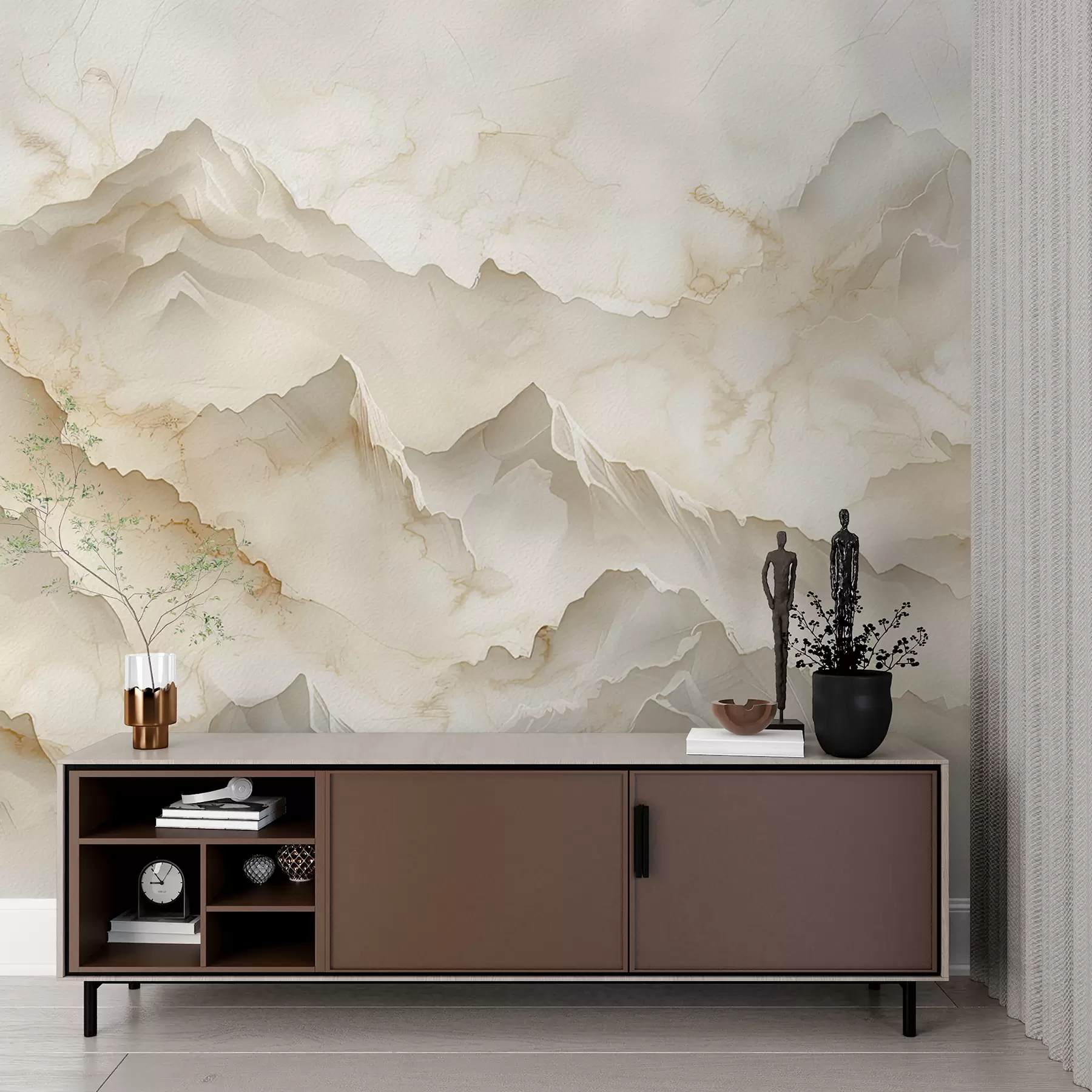 murales de pared Paisaje montañoso con abundantes rocas de estilo ónice melado w01279