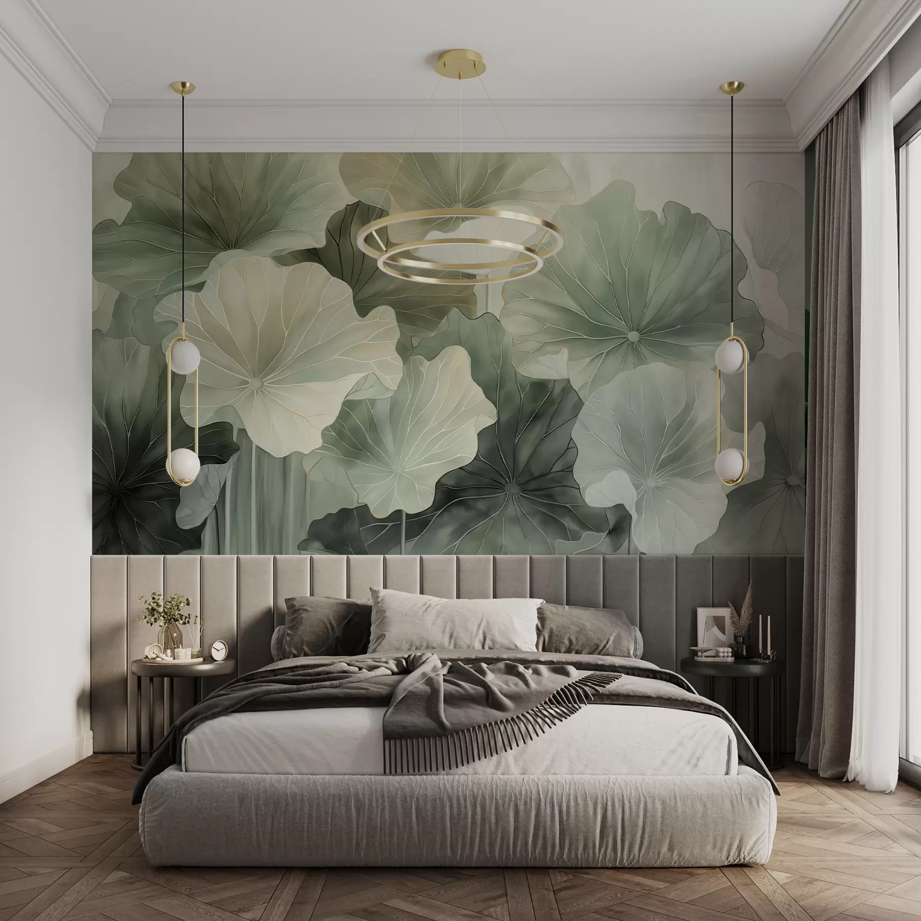 murales de pared Abanicos de hojas superpuestos w07938v1