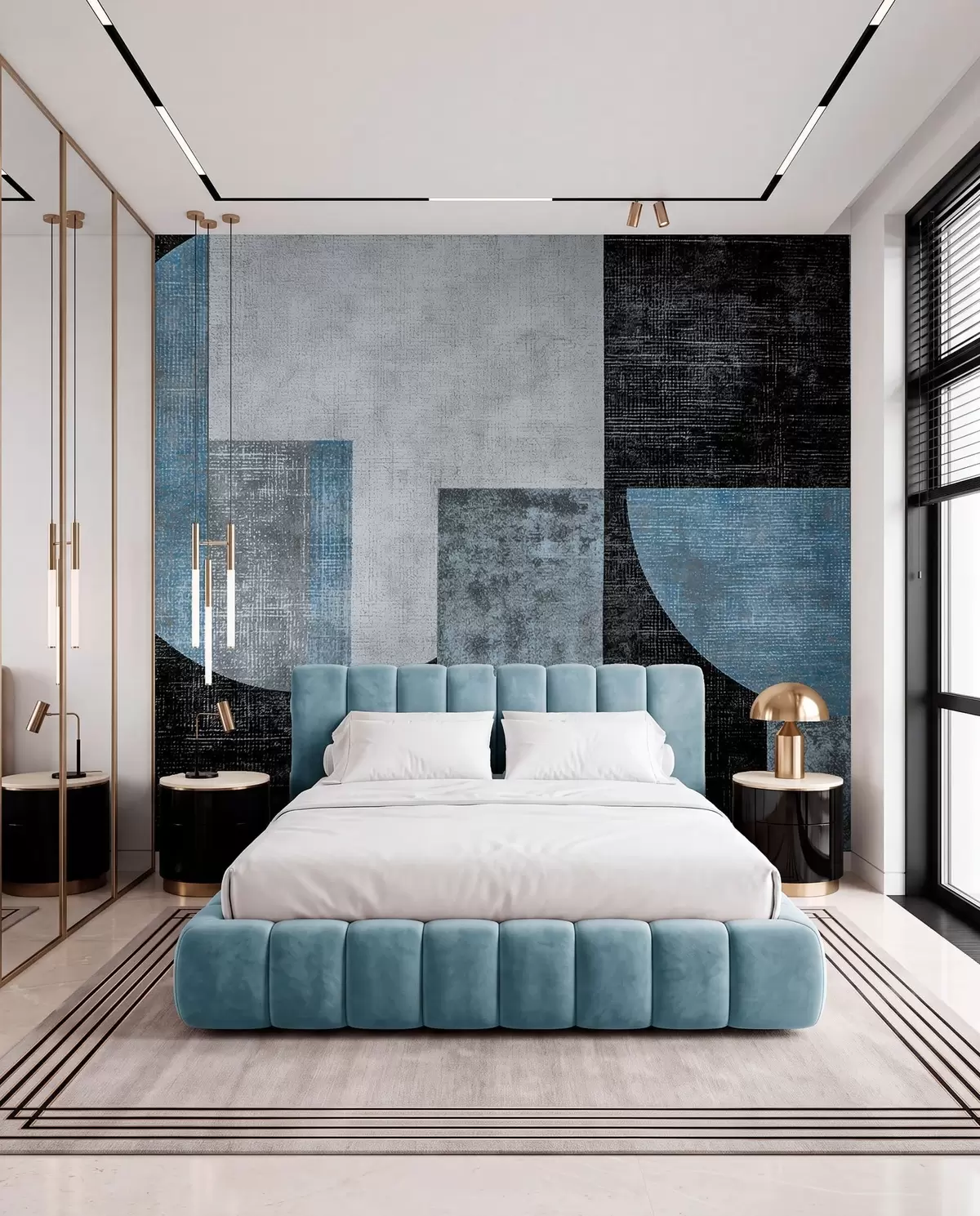 murales de pared Ritmo en azul acero w07878v1